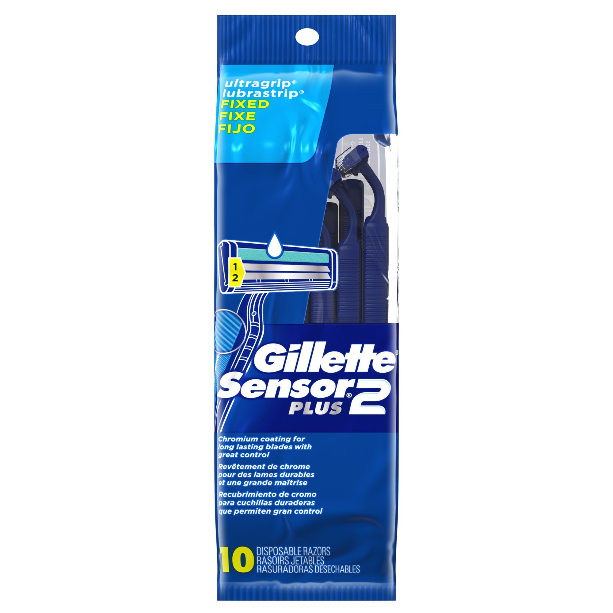 Gillette Sensor2 Plus Mens Disposable Razors 10 Count