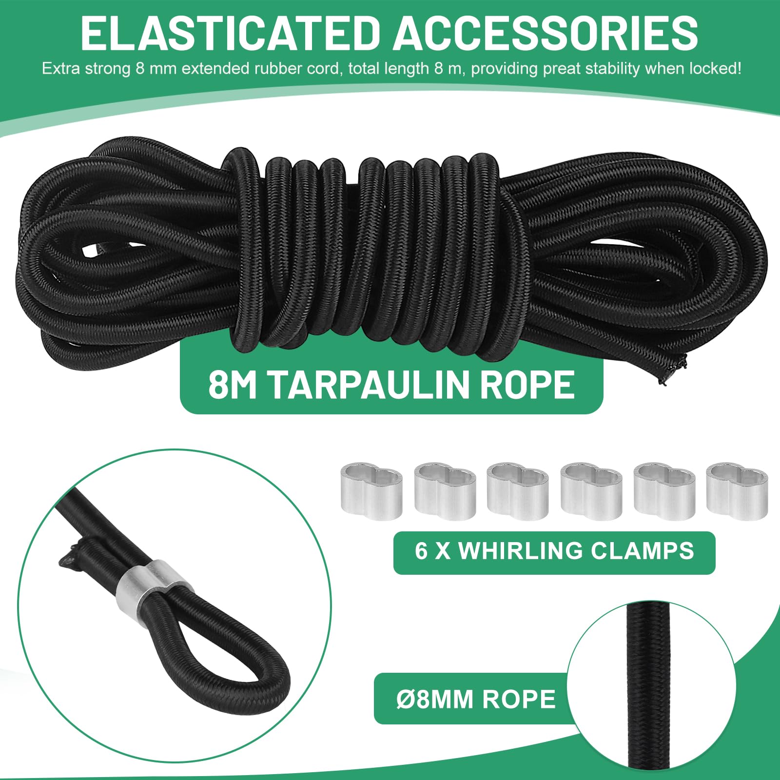 DBREAKS Afdekzeil voor autoaanhanger, 140 x 115 x 8 cm, plat zeil met 6 m touw voor dekzeilen, versterkte rand en aanhangerafdekking van pvc, voor verschillende modellen van autoaanhangers met een