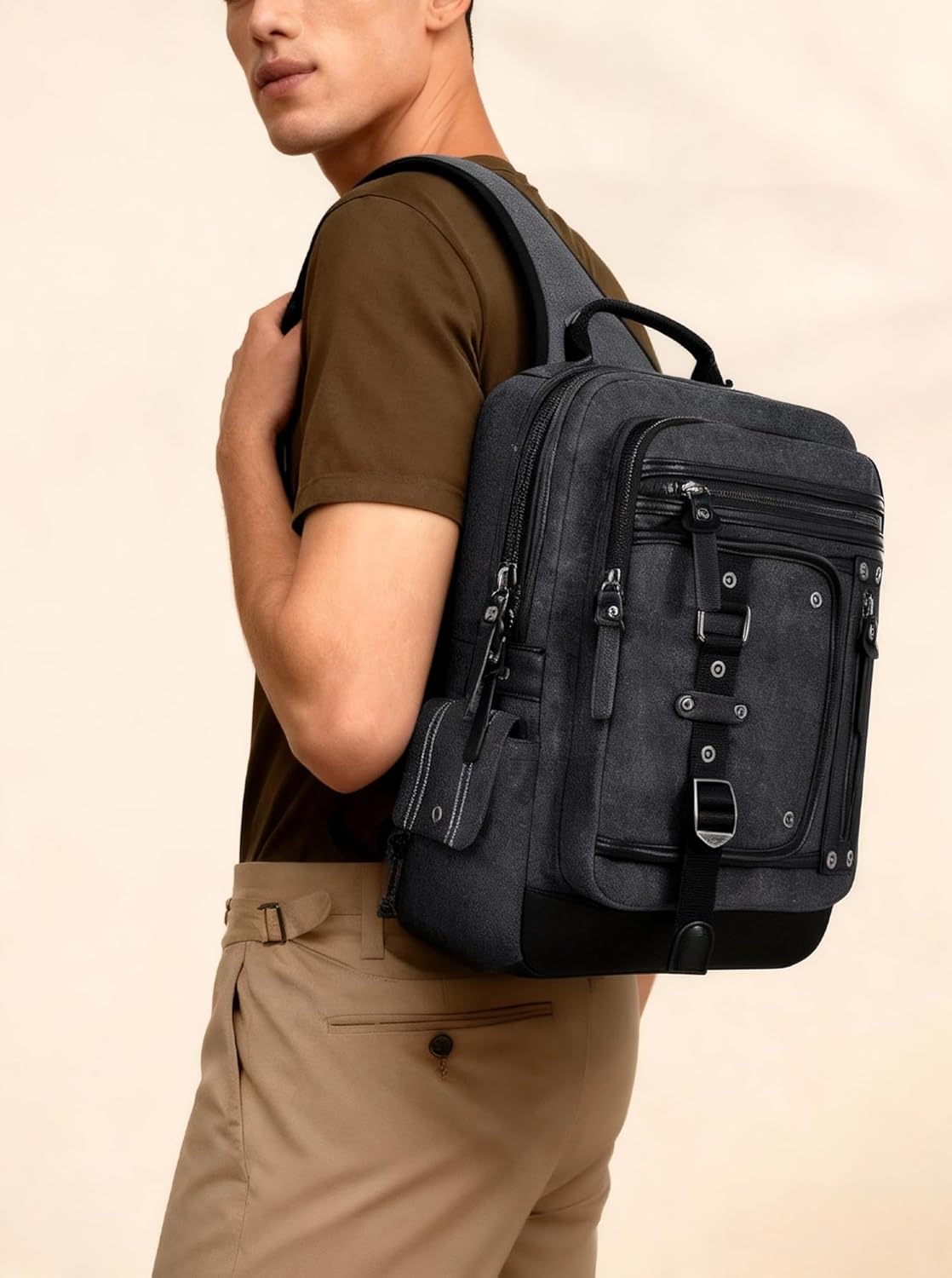 Schkleier Messenger Bag for Men Canvas Sling Bag Crossbody Backpack Laptop Shoulder Bag Hiking Daypacks Casual Tactical - Image 2