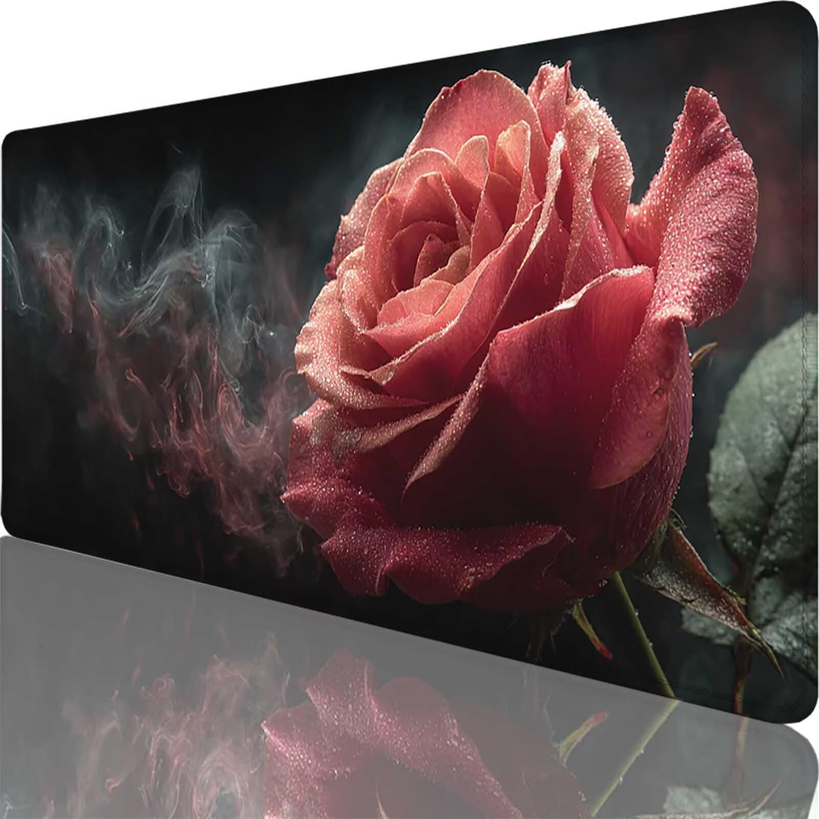 Gamingowa podkładka pod mysz, czarna, XXL, 1200 x 600 x 3 mm, XXL, kwiat, podkładka pod mysz, akcesoria do gier, podkładka na biurko, designerska, szyte krawędzie, wodoodporna i trwała, do dekoracji