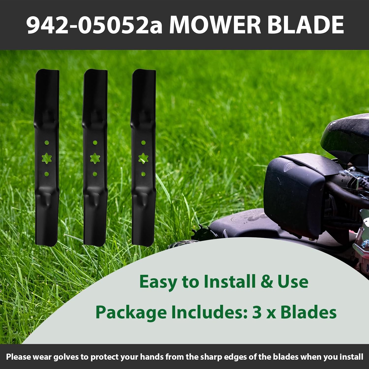 ZALANA 942-05052A Lawn Mower Medium Lift Blade Set Replace MTD/Cub Cadet/Troy-Bilt 742-05052A for S50 XT1 GT50 LT50 XT2 G8200 G8300 ZS6700 Z550 T260 KH 50” Deck Lawnmower (3 Pack)