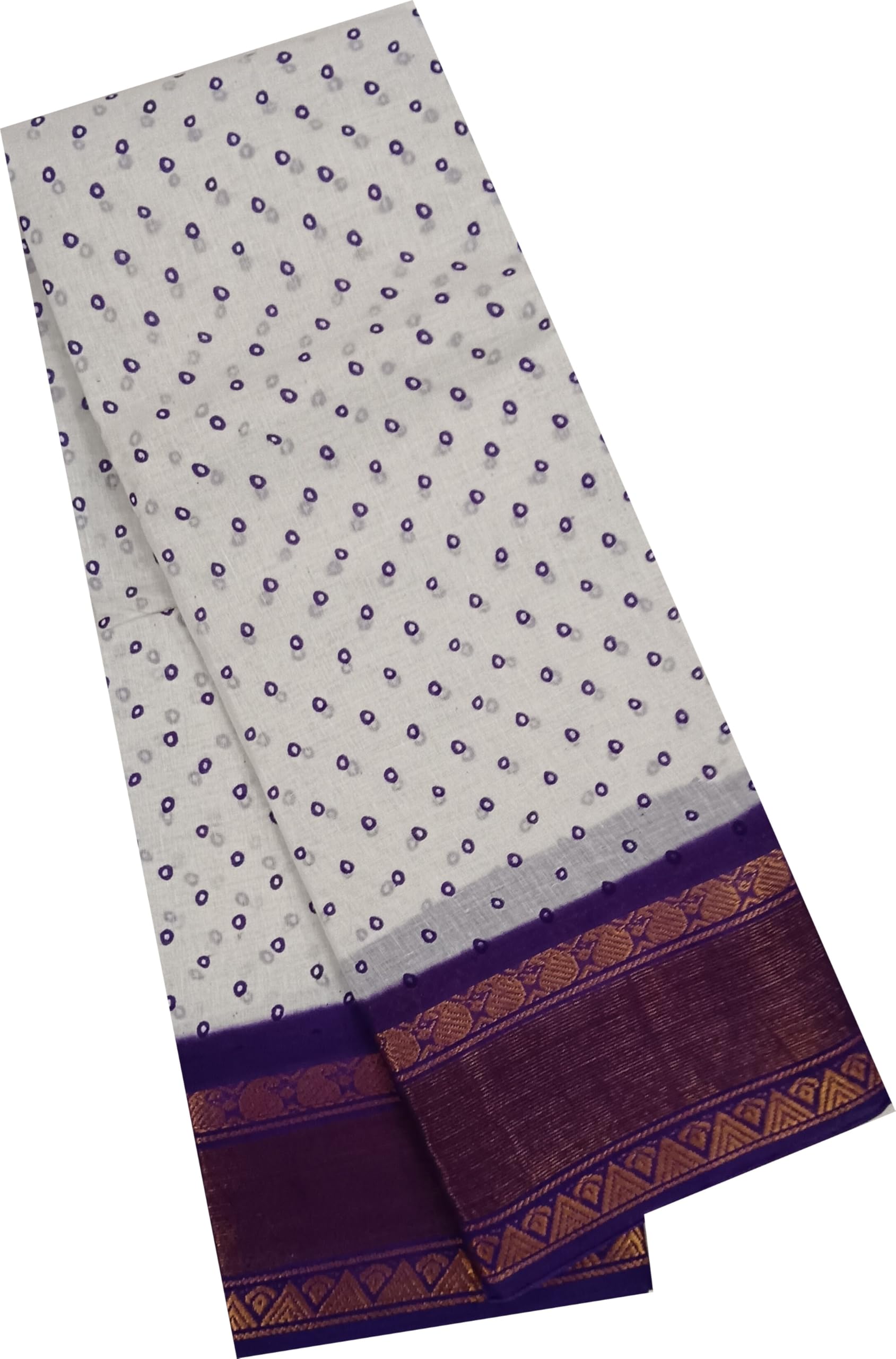 Madurai Sungudi Cotton Saree - Double Side Medium Size Tissue Border & Traditional Sungudi Design Hand Printed Saree for Women (Without Blouse Piece)-image-44