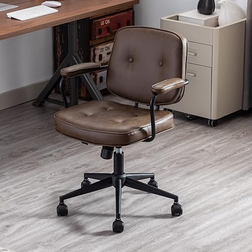 Miniatura 5 de Ya-Home Silla de escritorio giratoria moderna con reposabrazos, cómoda silla de computadora de altura ajustable con ruedas, silla de escritorio con