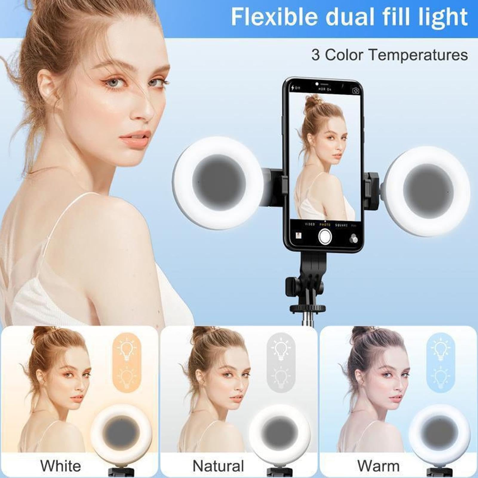 Nowy kij do selfie 6 w 1 ze ?wiat?em wype?niaj?cym, statyw do telefonu i kijem do selfie, wysuwany uchwyt statyw do telefonu z bezprzewodowym pilotem, wielofunkcyjny stojak telefon komórkowy