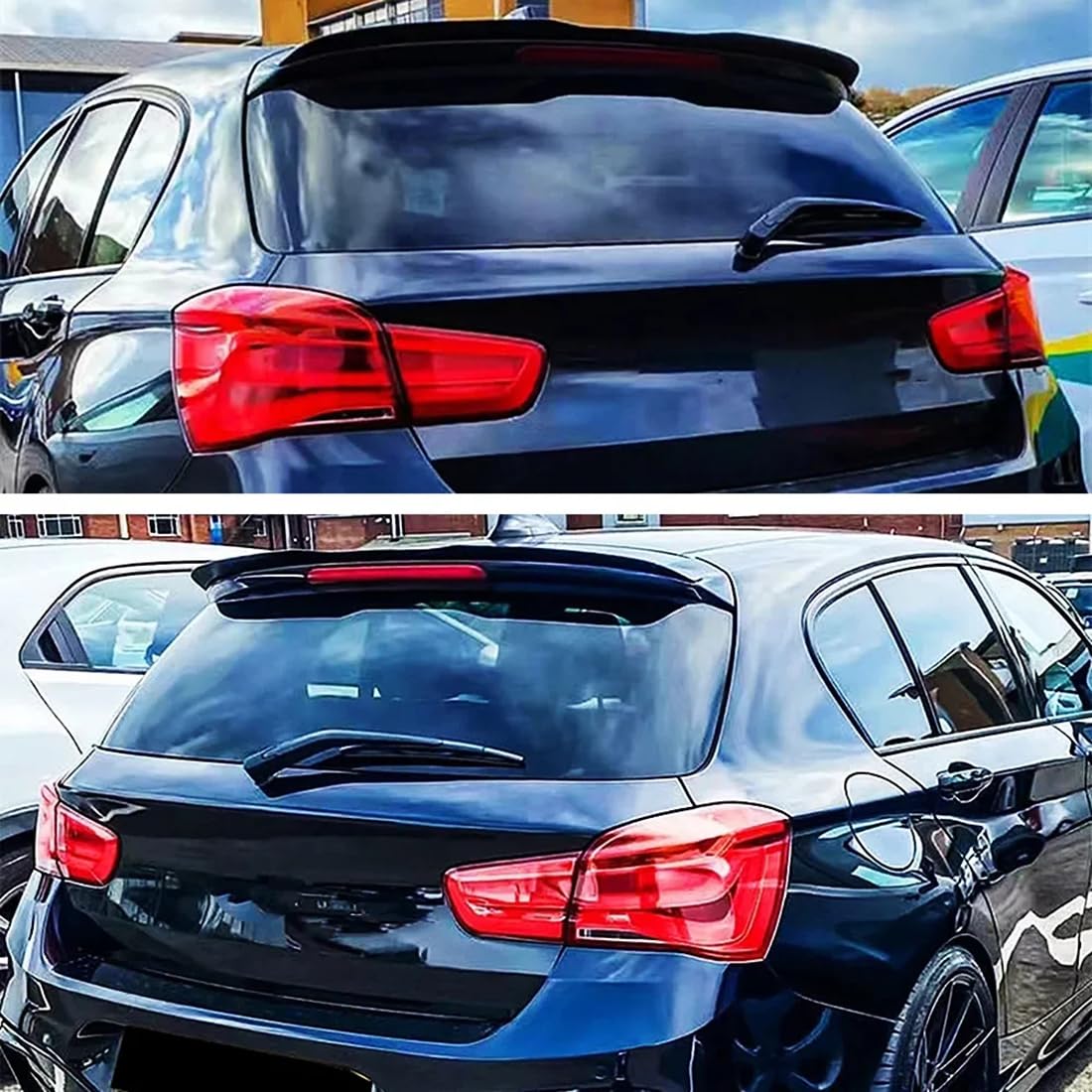 Spoiler Posteriore per Tetto Auto per BMW 1 Series F20 F21 2012-2020, Spoiler per Berlina/bagagliaio in ABS, Nero Lucido/aspetto Fibra di Carbonio,Glossy Black