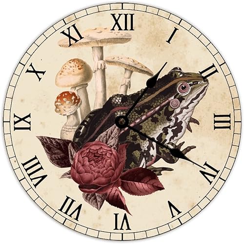Reloj de pared decorativo vintage con diseño de sapo de bruja estilo toscano reloj de pared de madera funciona con pilas decoración de pared de