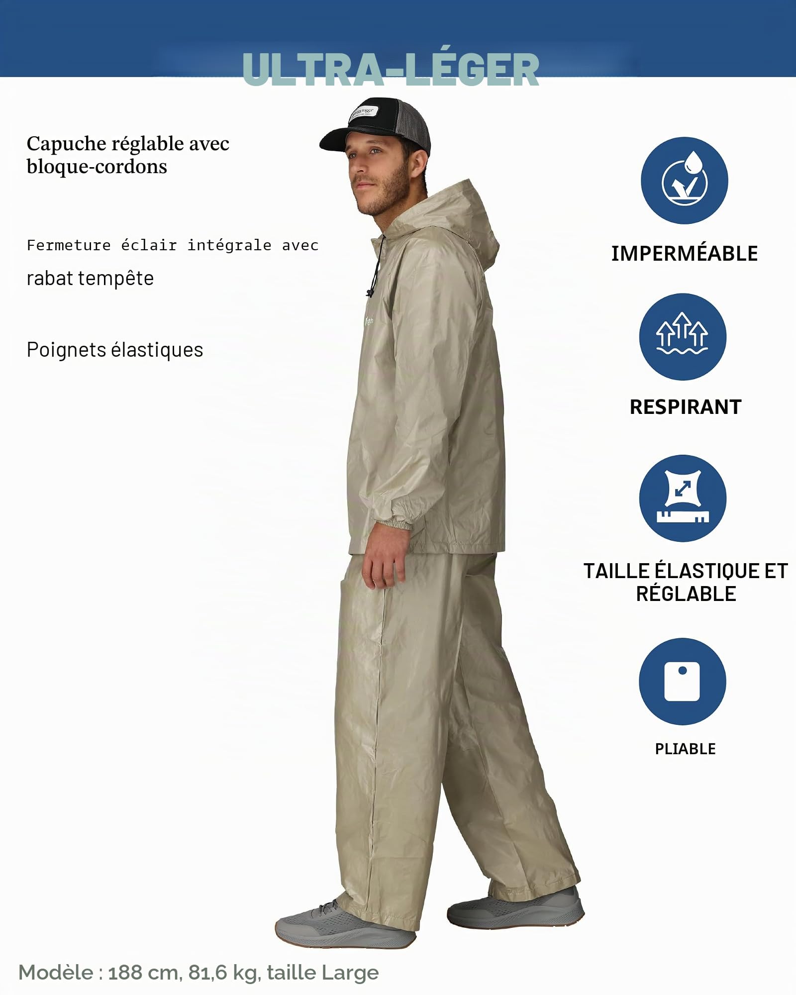 FROGG TOGGS Ultra-lite2 Waterproof Breathable Protective Rain Suit Combinaison de pluie Ultra Lite Mixte (lot de 1)