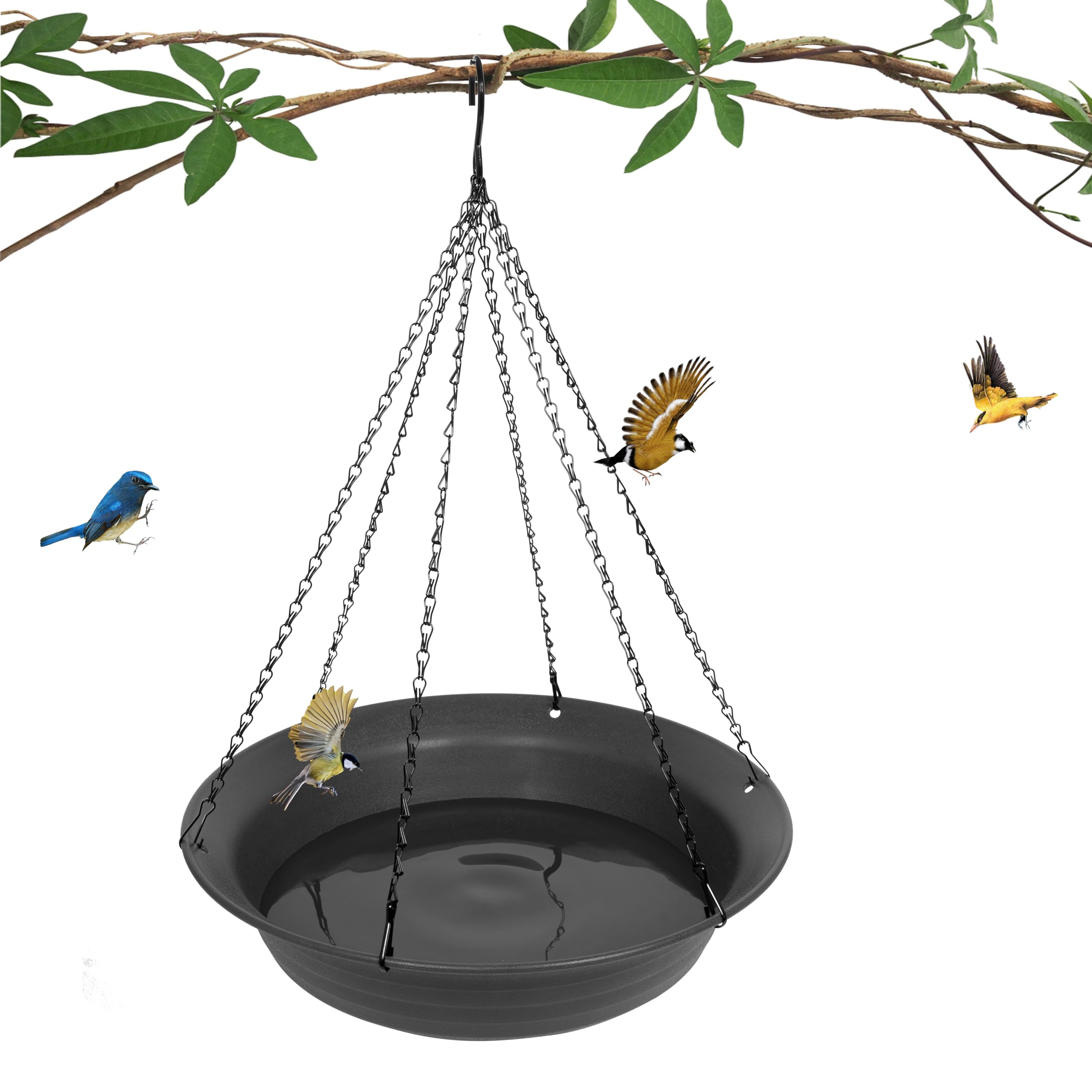 VUWEZ Hängende Vogeltränke zum Aufhängen, Vogelwasserfutterstation für den Außenbereich, Futterschale, 1 Packung Vogeltränke, Zubehör für draußen, Kunststoff-Vogeltränken Tablett für Garten, Terrasse