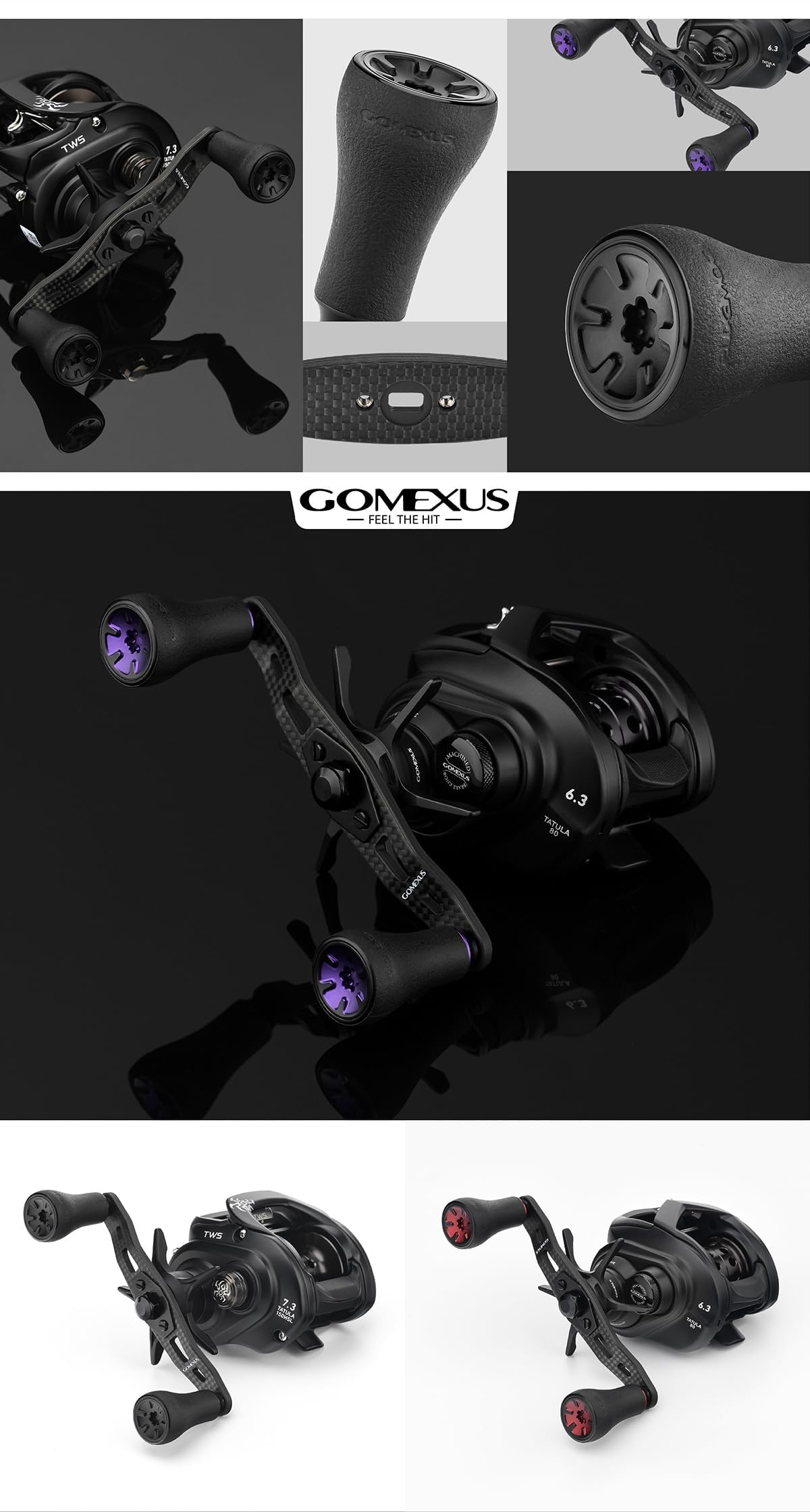 GOMEXUS Pesca Potencia Mango Compatible para Shimano Daiwa Carretes Baitcasting Mango de Repuesto
