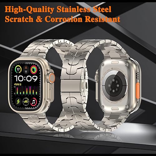 Miniatura 132 de MioHHR Correa y funda de acero inoxidable compatible con Apple Watch Band de 1.772 pulgadas, cubierta protectora de metal para hombres para iWatch