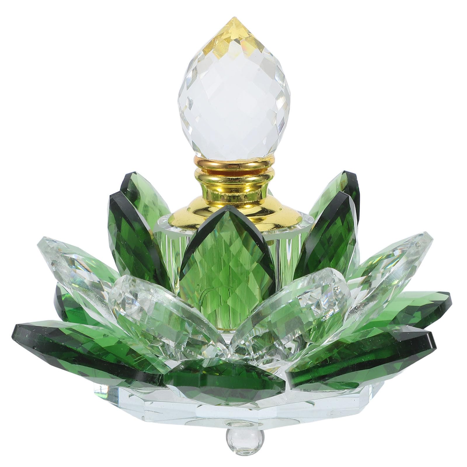Bouteille de parfum en cristal vert lotus pour protéger vos huiles précieuses