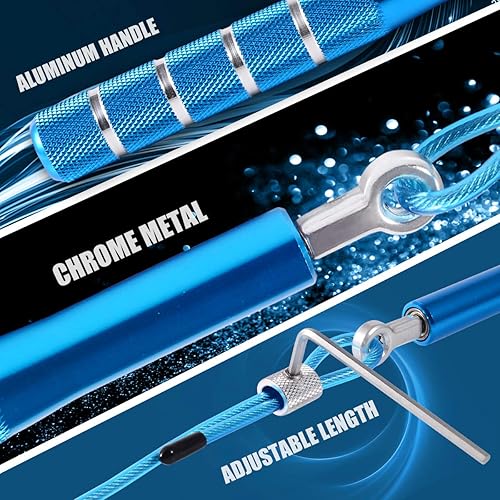 Miniatura 4 de Cuerda de saltar de velocidad para entrenamiento, ejercicio de fitness, cuerda de saltar ajustable para adultos, para hombres, mujeres, niños, niñas