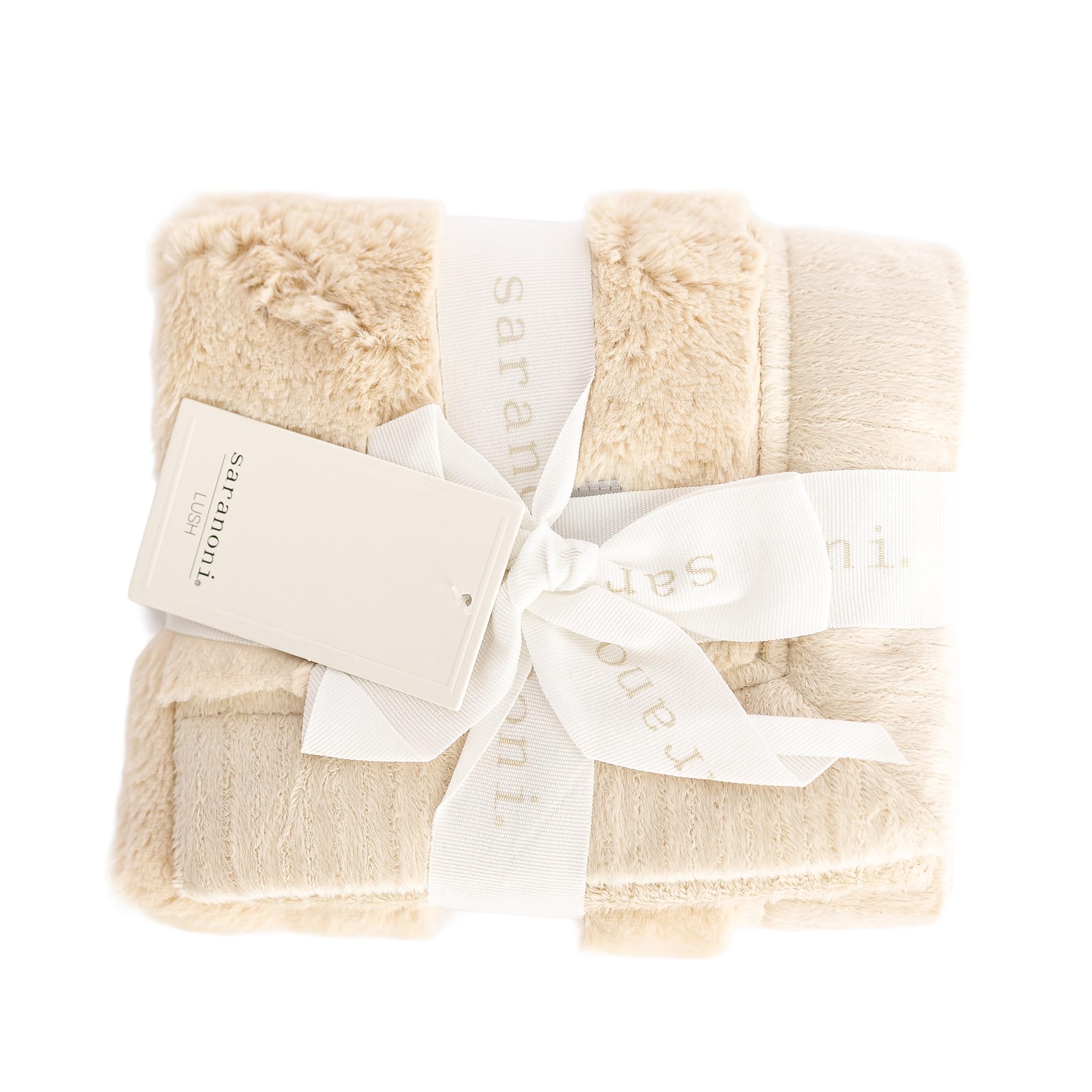 SARANONI Luxury Receiving Blankets for Babies | Ultra-Soft Lush and Boutique Quality Baby Blanket | Ivory - 40” x 30”