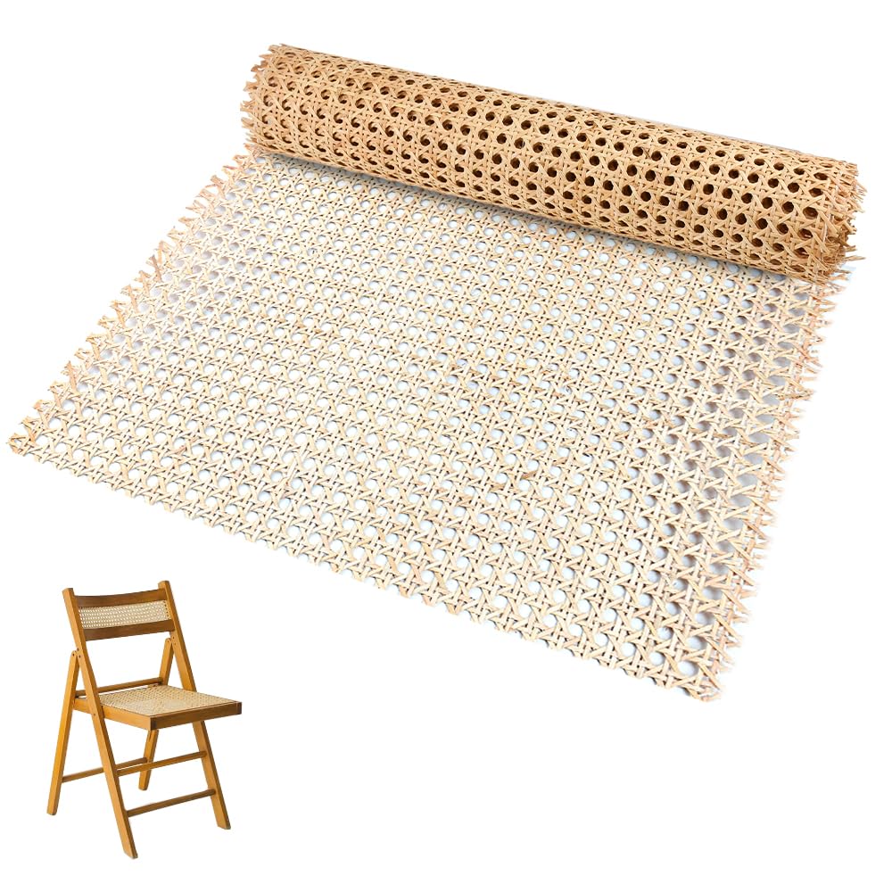 Kleemeiero Rattan Gurtband, 35 x 150cm Rattan Geflecht Natürliches Rattan-Gurt Cane Webbing Rattan Roll Rattan Geweberolle Gewebtes Offenes Rattan Wabengeflecht für DIY-Projekte Möbeldekoration