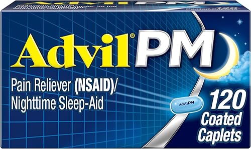 Advil PM - Alivio del dolorNight Sleep Aid - Cápsula recubierta para aliviar el dolor 200 mg de ibuprofeno 38 mg de difenhidramina otros 120 unidades