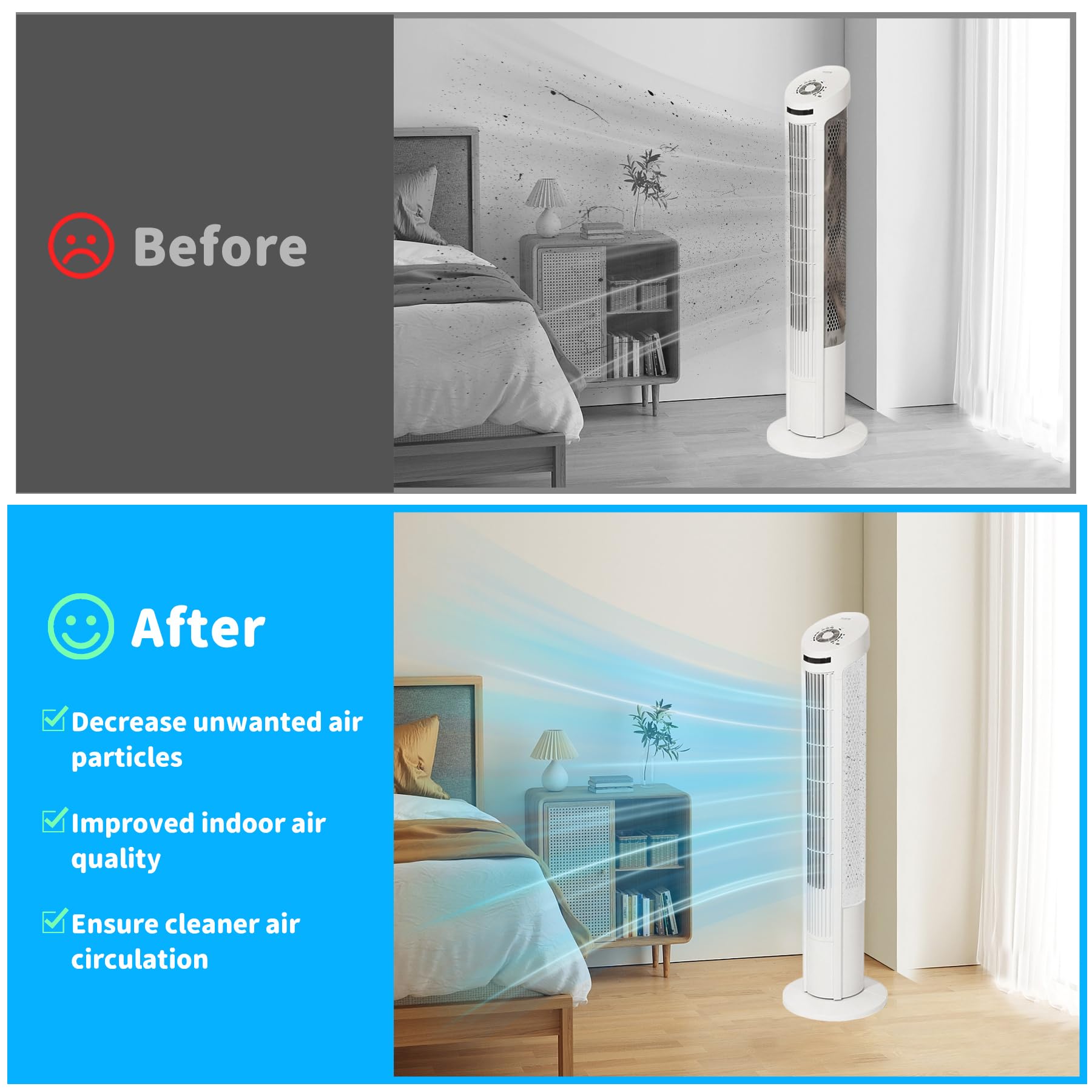 Filtro de aire para ventilador de torre, paquete de 5 prefiltros de aire de ajuste universal para ventilador de torre de hasta 42 pulgadas de alto, filtra y recoge polvo caspa de mascotas, 4