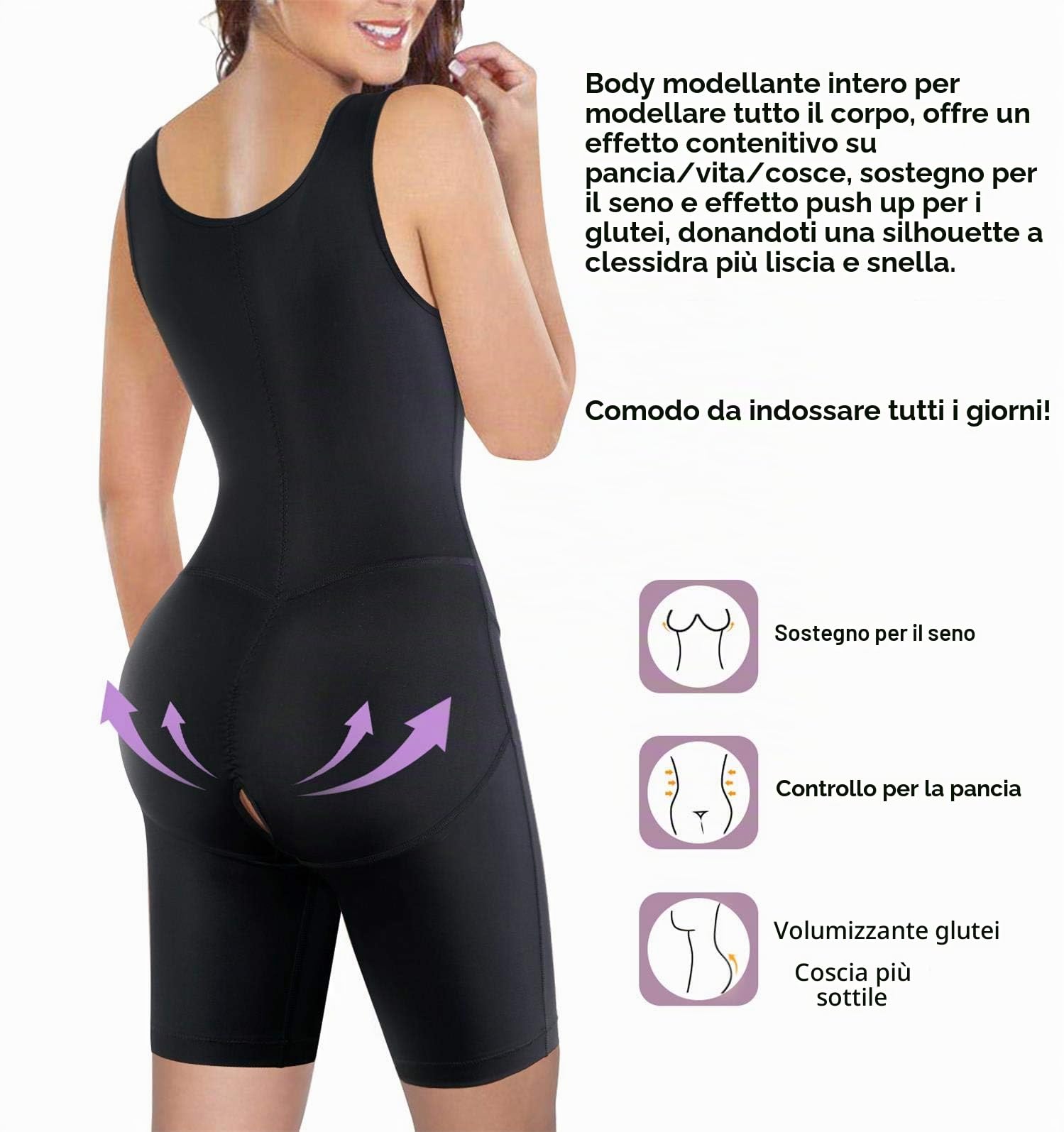 KUMAYES Donna Dimagrante Corsetto Body Intero Intimo Modellante Contenitivo Bodysuit Aperto Busto Shapewear Snellente Bodysuit