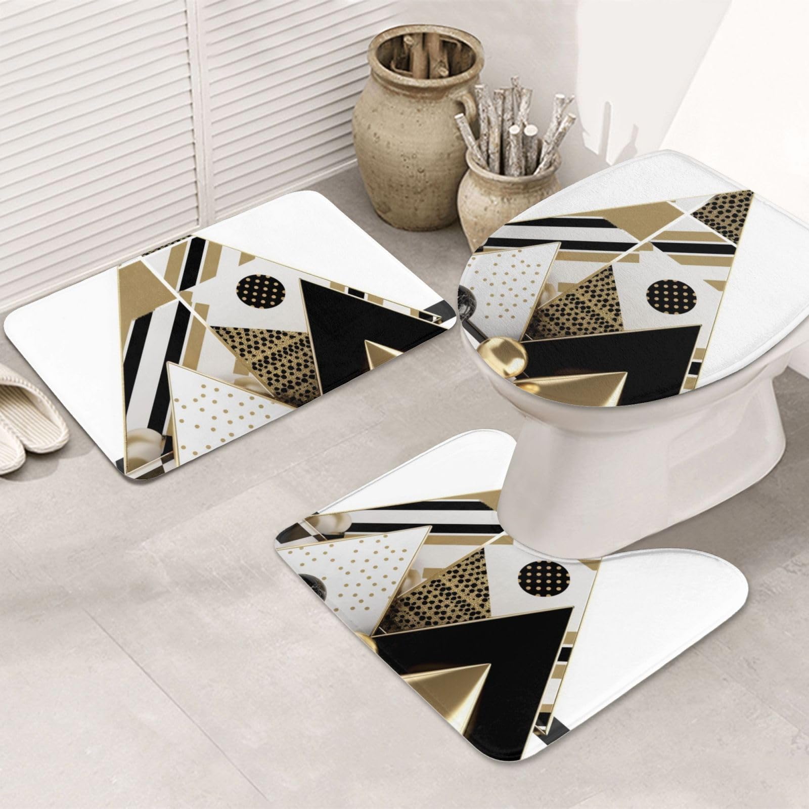 Tapis de bain antidérapant lot de 3 en flanelle pour éviter les glissades et sols mouillés