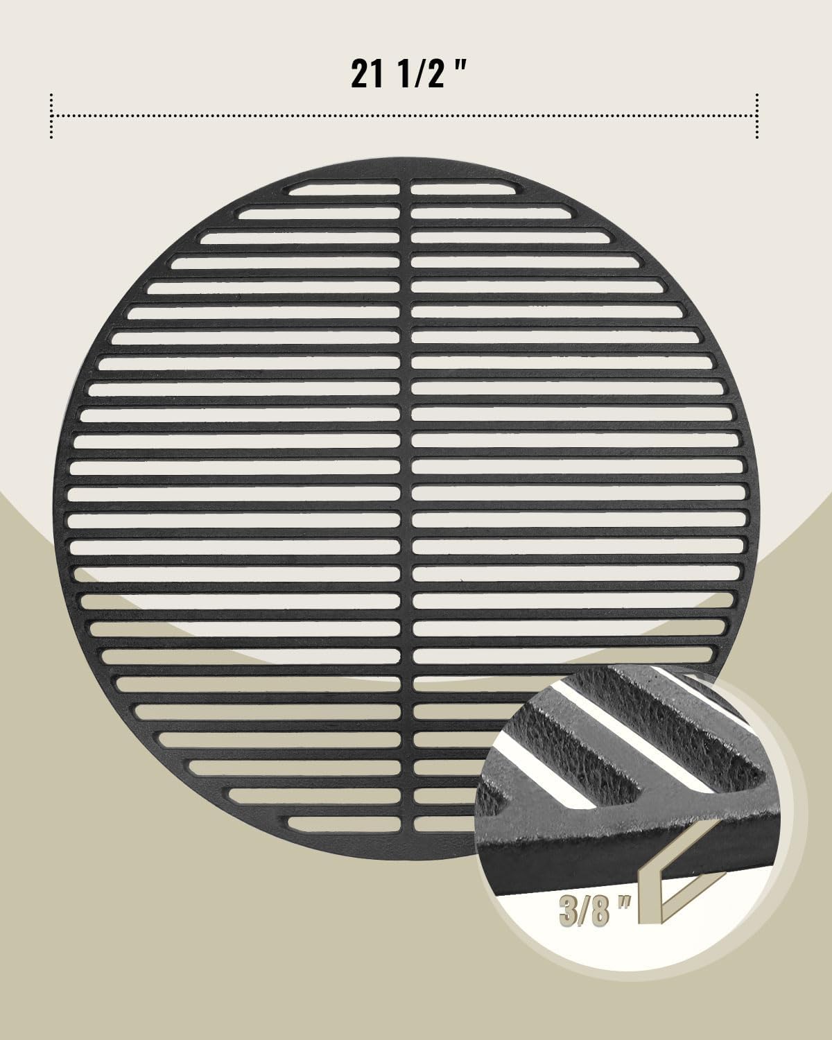 Cast Iron Grill Grates Grid Round for 22 Inch Weber Charcoal Grill,Cooking Grate Replacement fit Weber 22 Performer Bar-B-Kettle,Master-Touch and One-Touch,Works on Recteq Bullseye and Barrel