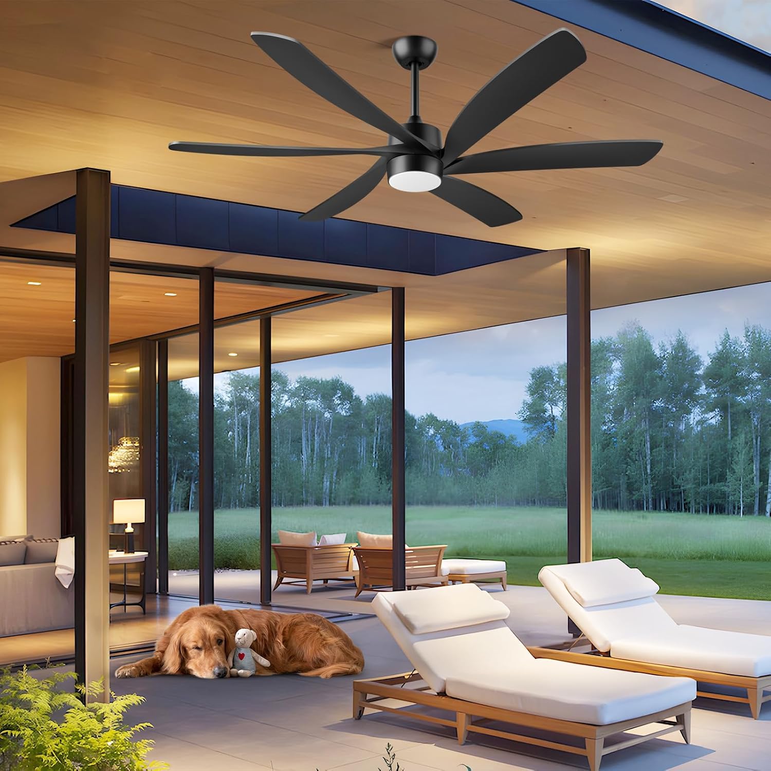 Photo 1 of ***FACTORY SEALED*** Uaikiea 64 Inch Outdoor Ceiling Fan for Patios with Light, Black Ceiling Fan with 3 Downrods and Remote Control, High CFM, Indoor Exterior Fan with Reversible Quiet DC Motor, ABS Twisted Blade