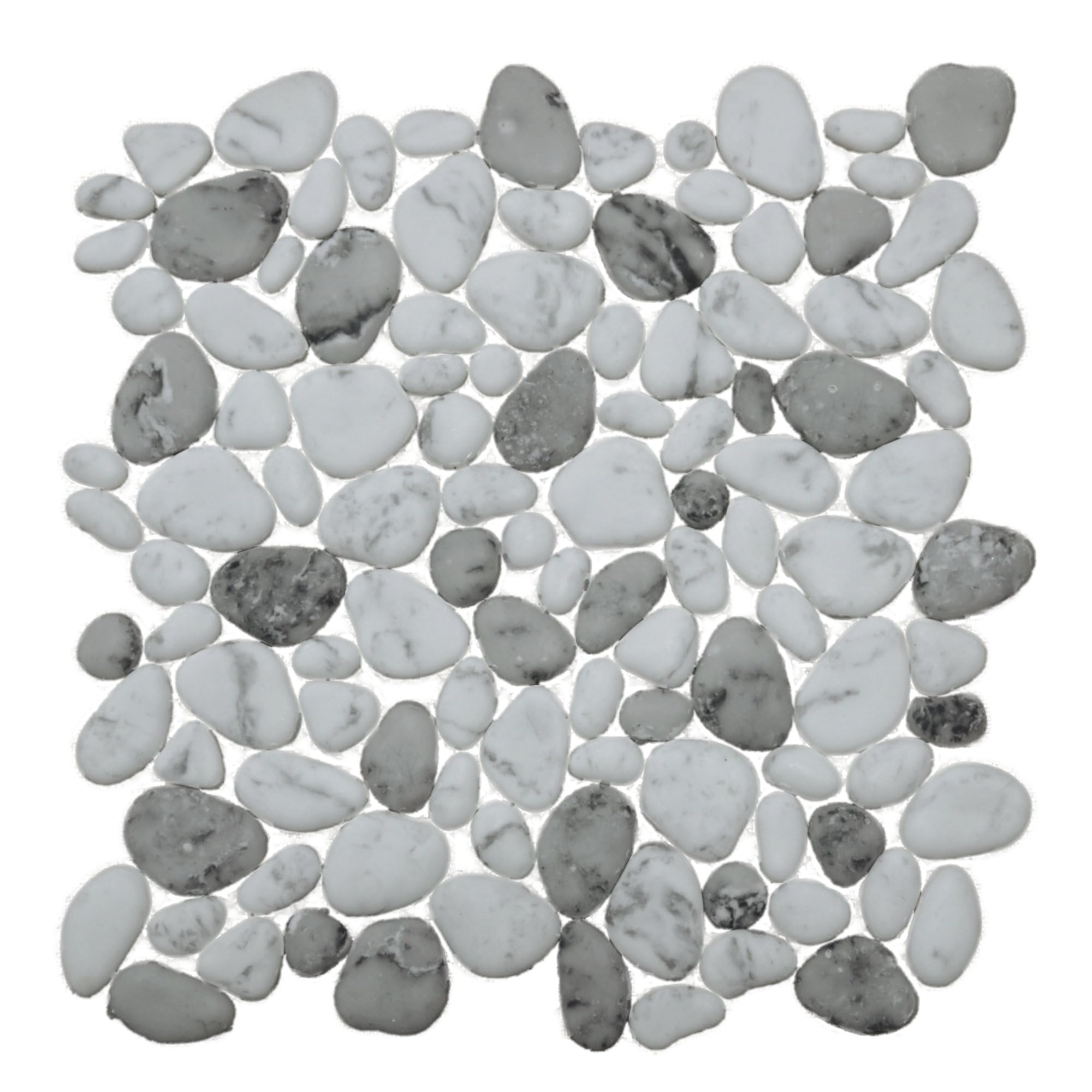 ViaAesthetic Carrara White Mixed Gray Pebble Stone Mosaic Tiles for Garage, Bathroom, and Shower Walls/Floors, Kitchen Backsplashes, Patios, Heat Areas