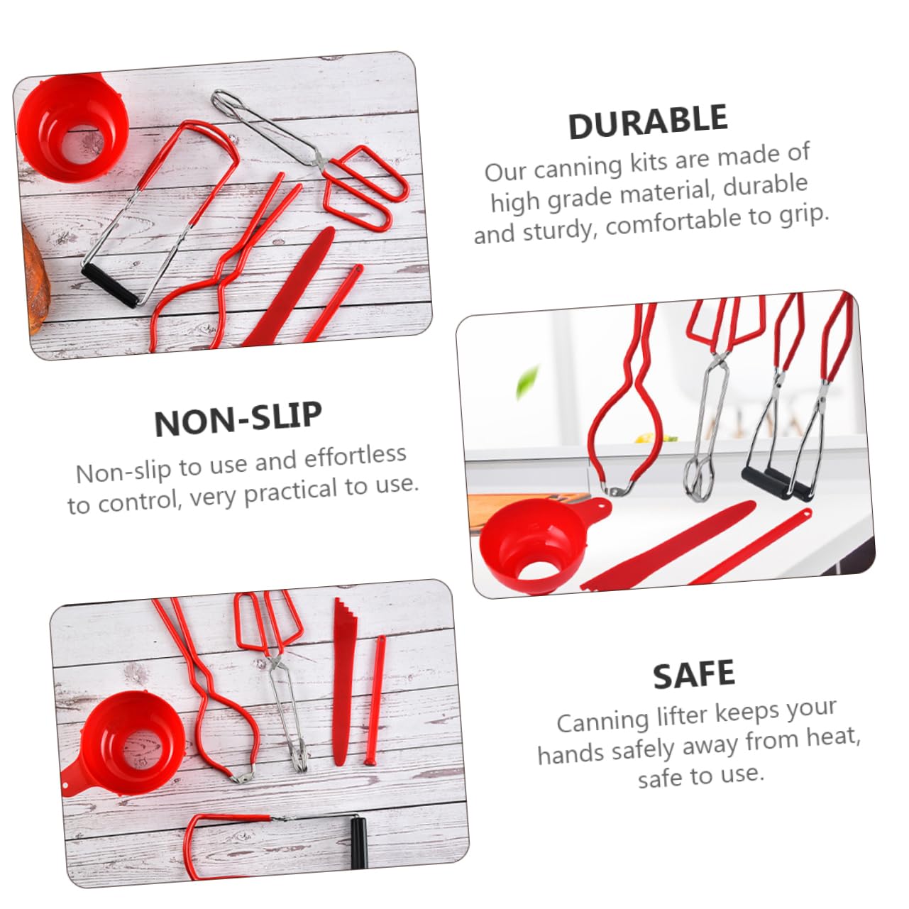 Cabilock 1 Jeu pinces à conserves outils confiture pouvez ouvre-bouteille nécessité pot Acier inoxydable rouge