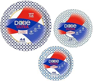 Dixie Ultra Heavy Duty Paper Plate & Bowl Bundle - Large Plates (44), Small Plates (44), Bowls (28)