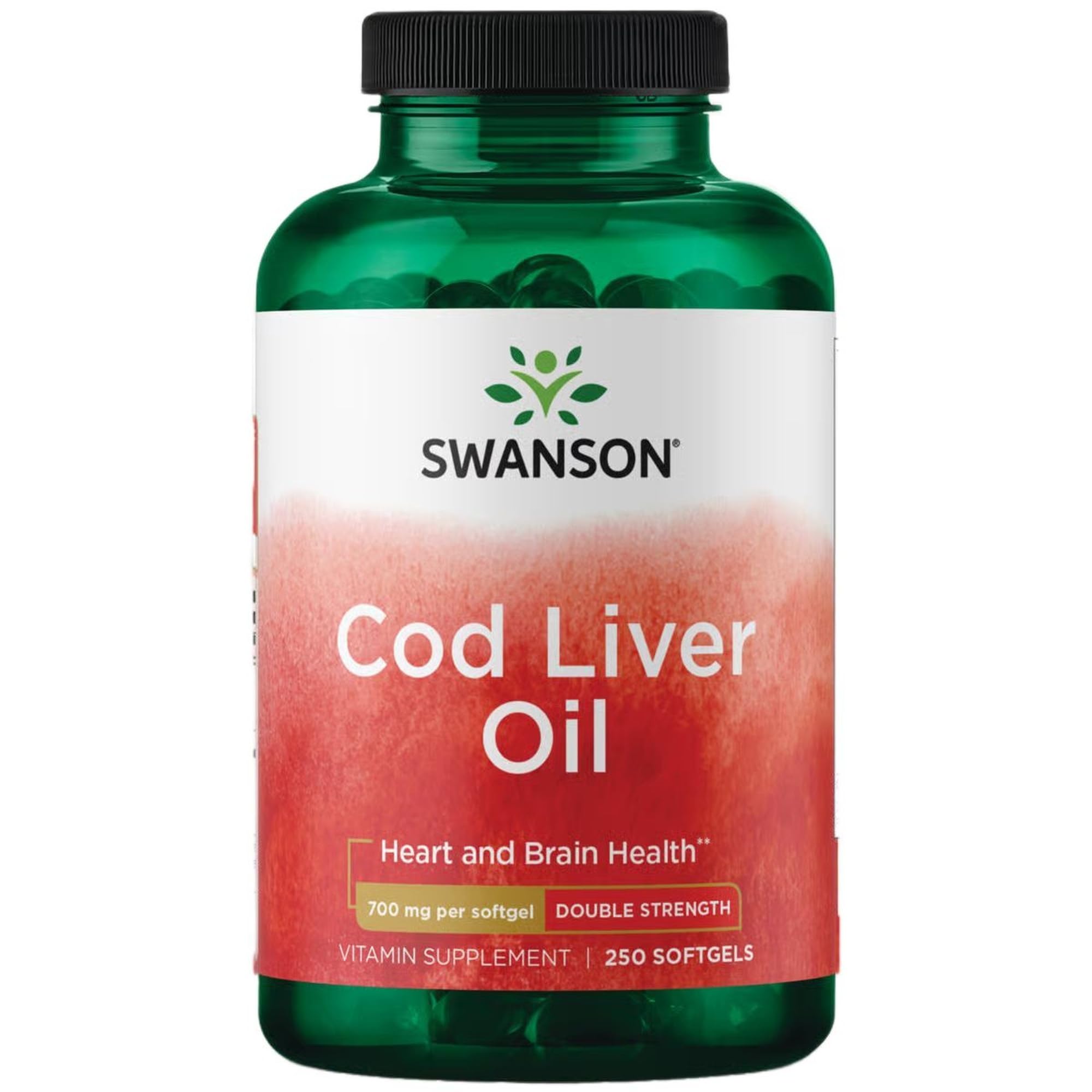 Swanson Cod Liver Oil, 700mg Double-Strength - 250 softgels