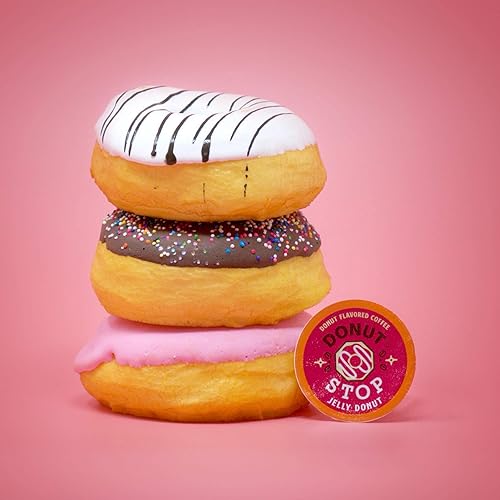 Miniatura 4 de Donut Stop Cápsulas de café con sabor, compatibles con cervezas 2.0 K-Cup y sabor a dona de gelatina, 40 unidades