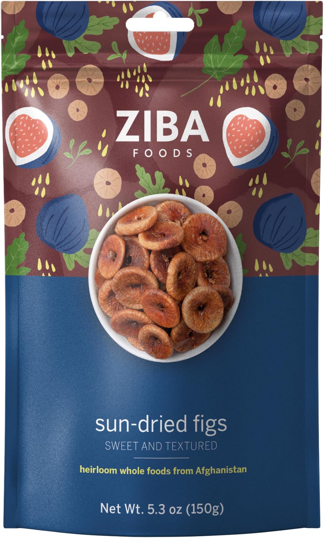 Ziba Foods Sun Dried Figs 150 grams - No Sugar Added Non-GMO, Gluten Free Dried Fig Snack - Vegan Figs Dried Fruit Easy to Seal Bag