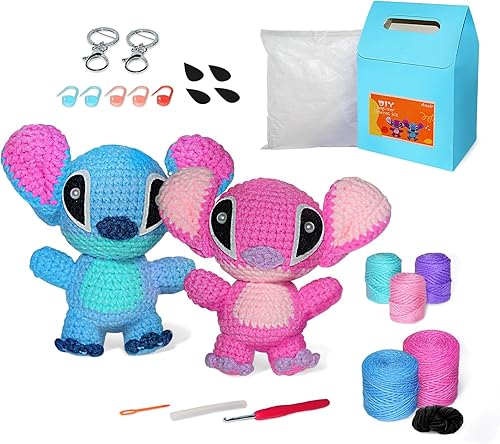 Kit de ganchillo para principiantes, juego de puntadas con ganchillo de inicio, kit de tejido perfecto para niños y adultos, incluye instrucciones