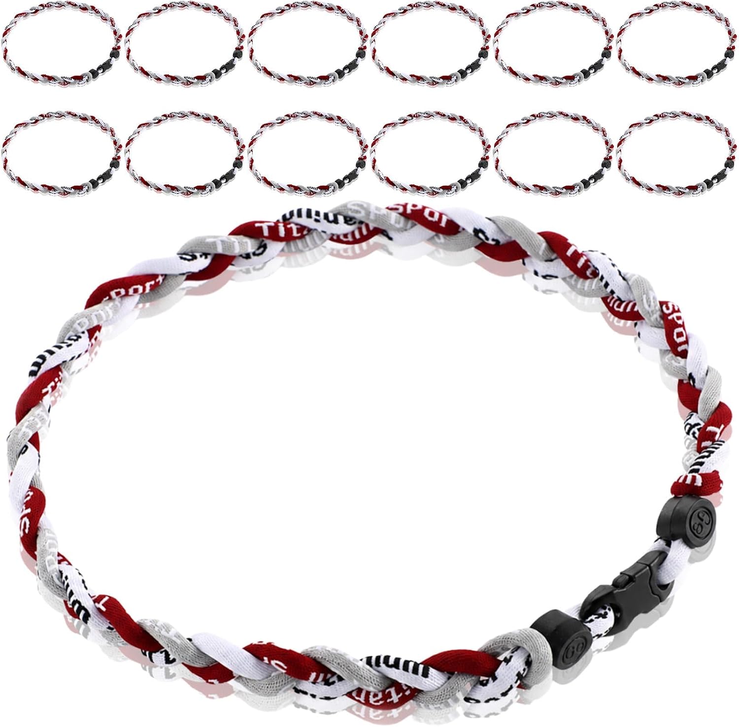 18in Baseball Necklace for Boys Multi-Color Braided Tornado Rope Design | Back to School Gift Bulk, 3 Assorted Colors Baseball Necklace, Sports Party Favors, for Sports Team Players Lovers