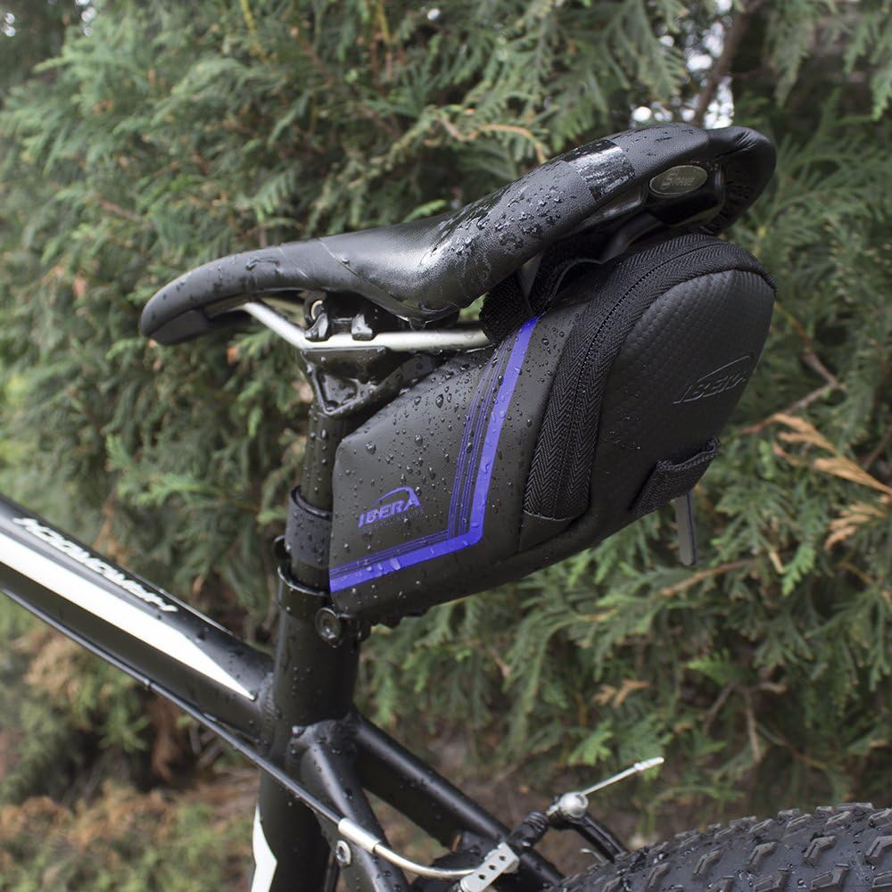 Ibera Saddle Bag 1L - Water-resistant, Strap-on Bike Bag In Multiple Colors - Bike Bags For Bicycles Mounts To All Bike Seats - Fit All Your Tools & Essentials - Bicycle Bag Taillight Compatible