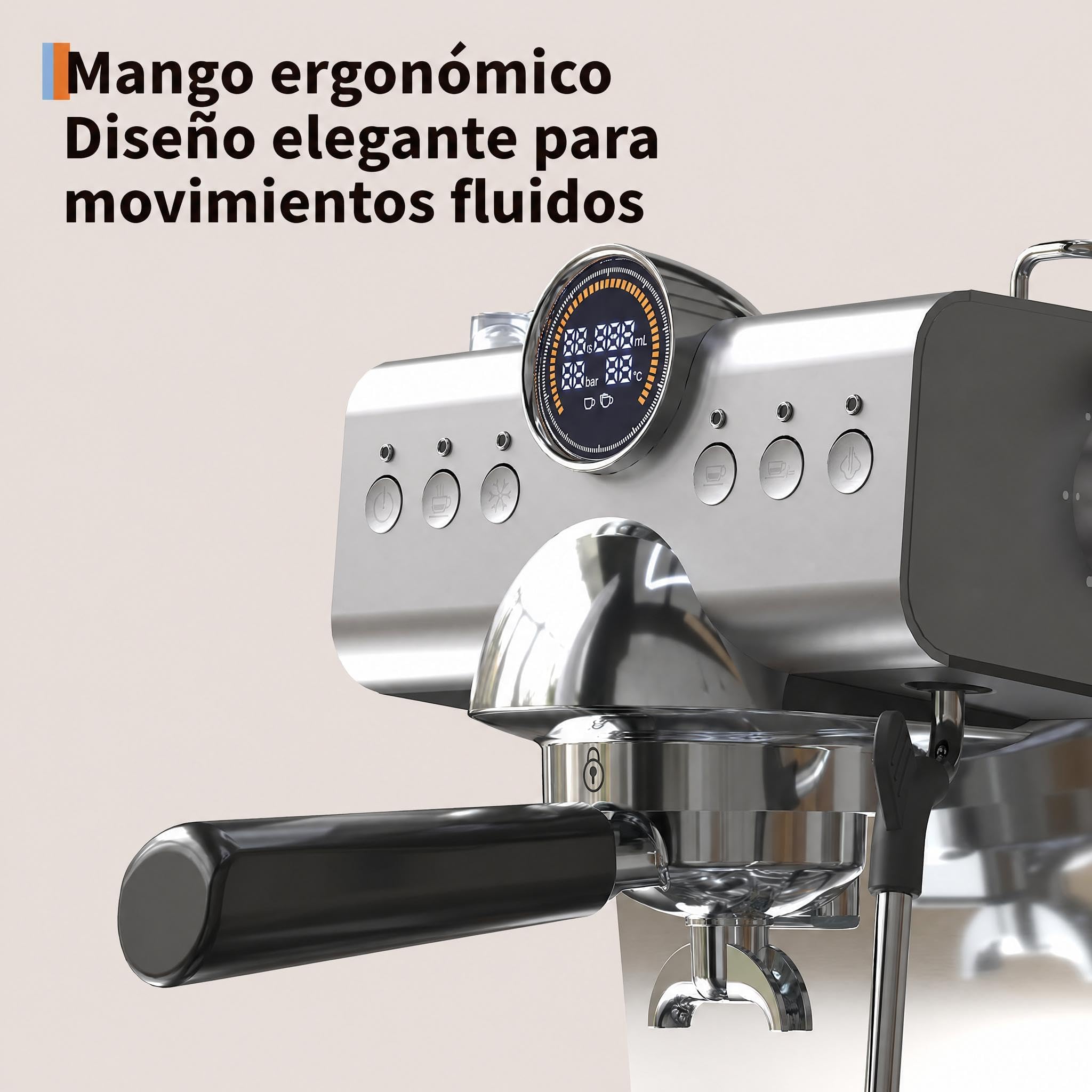 GarveeLife Cafetera Expreso Semiautomática 20 Bares con Vaporizador de Leche - Depósito 1,5L Thermoblock - Ideal para Uso Doméstico, Capuchino y Latte