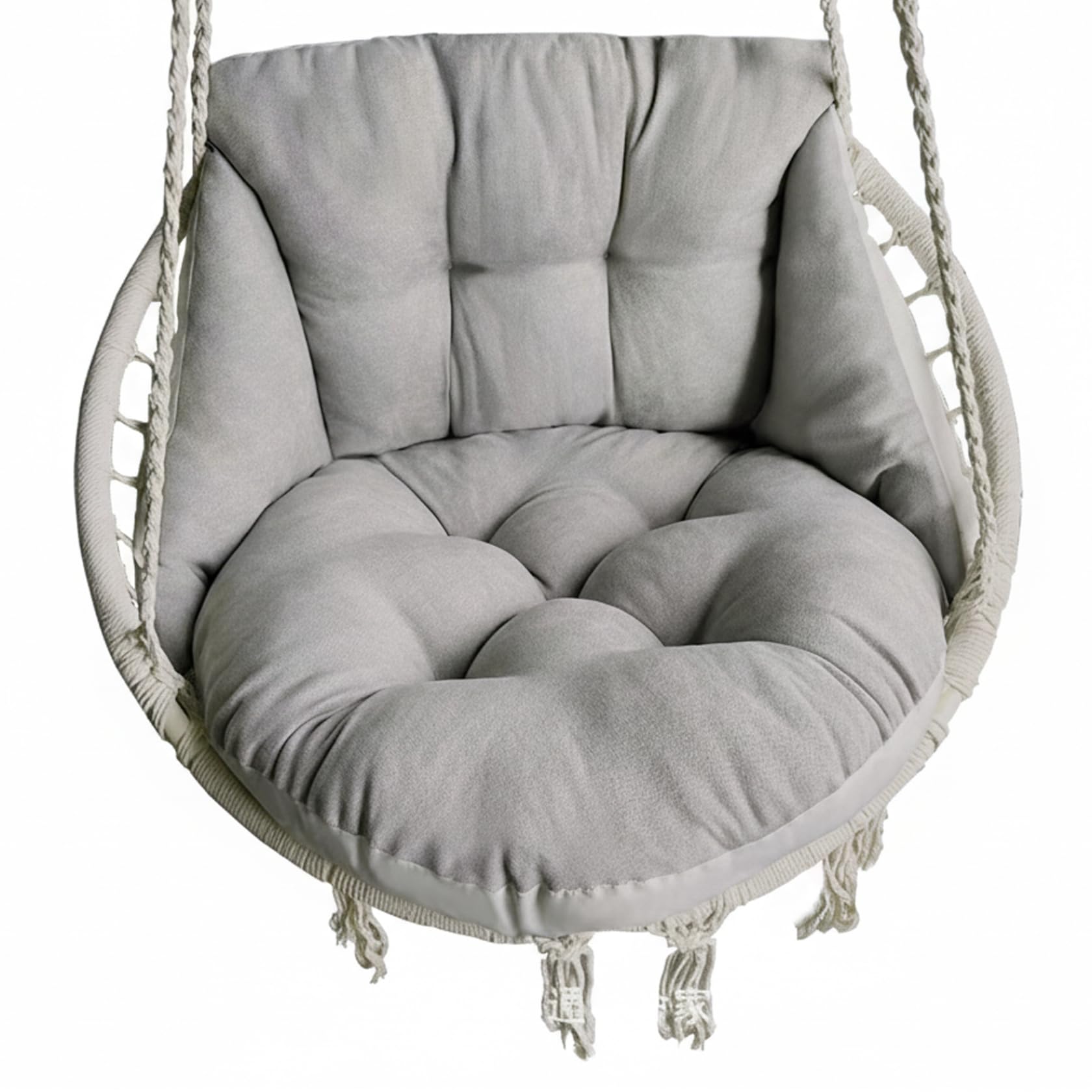 Hperu Egg Chair Cushion Replacement Thick and Plush Grey Porch Swing Cushions for Outdoor Furniture, Soft Crystal Velvet Hanging Chair Cushion