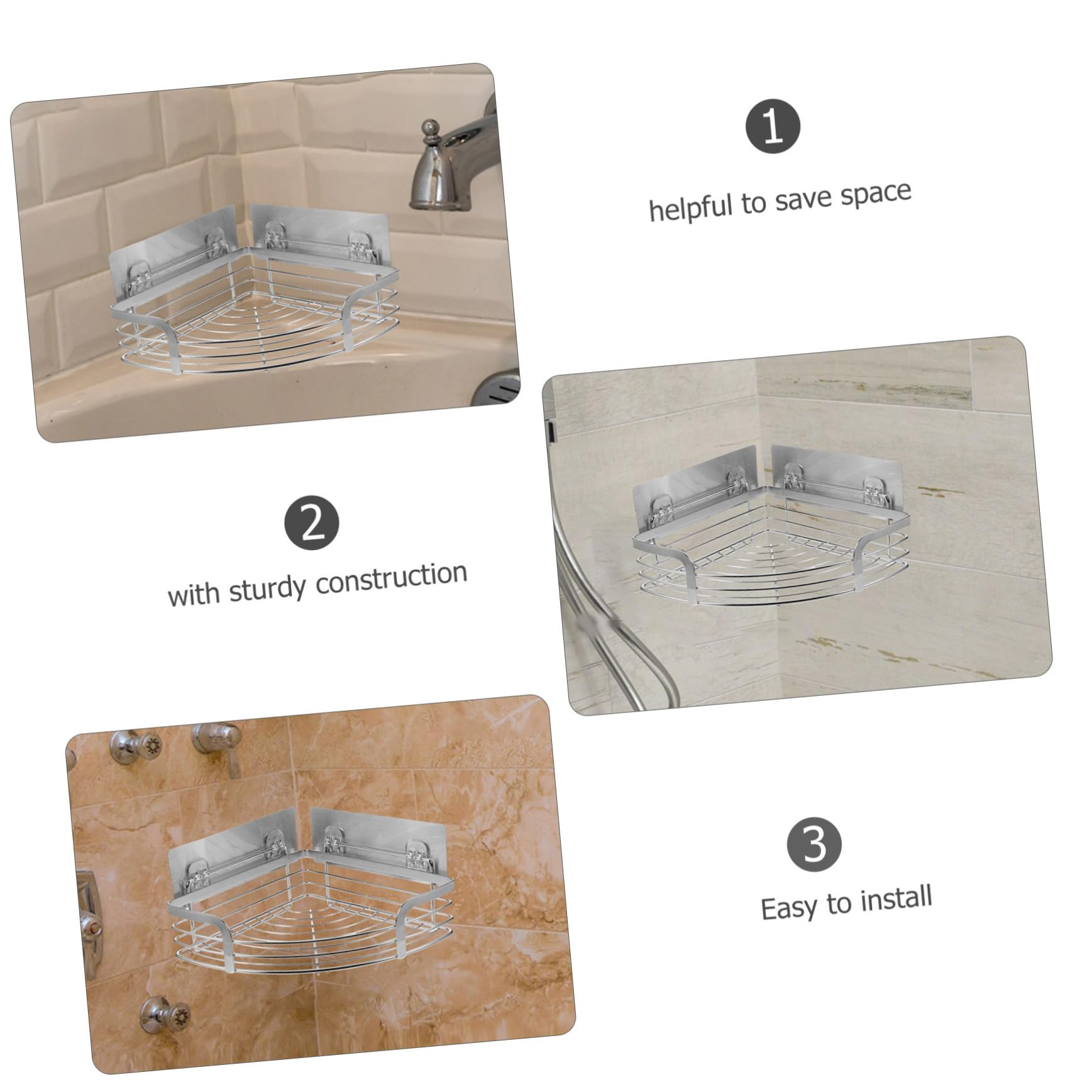 Mensola Angolare Bagno in Acciaio 304 Supporto Portaoggetti da Parete per Doccia e Cucina Scaffale Compatto Resistente e Facile da Installare