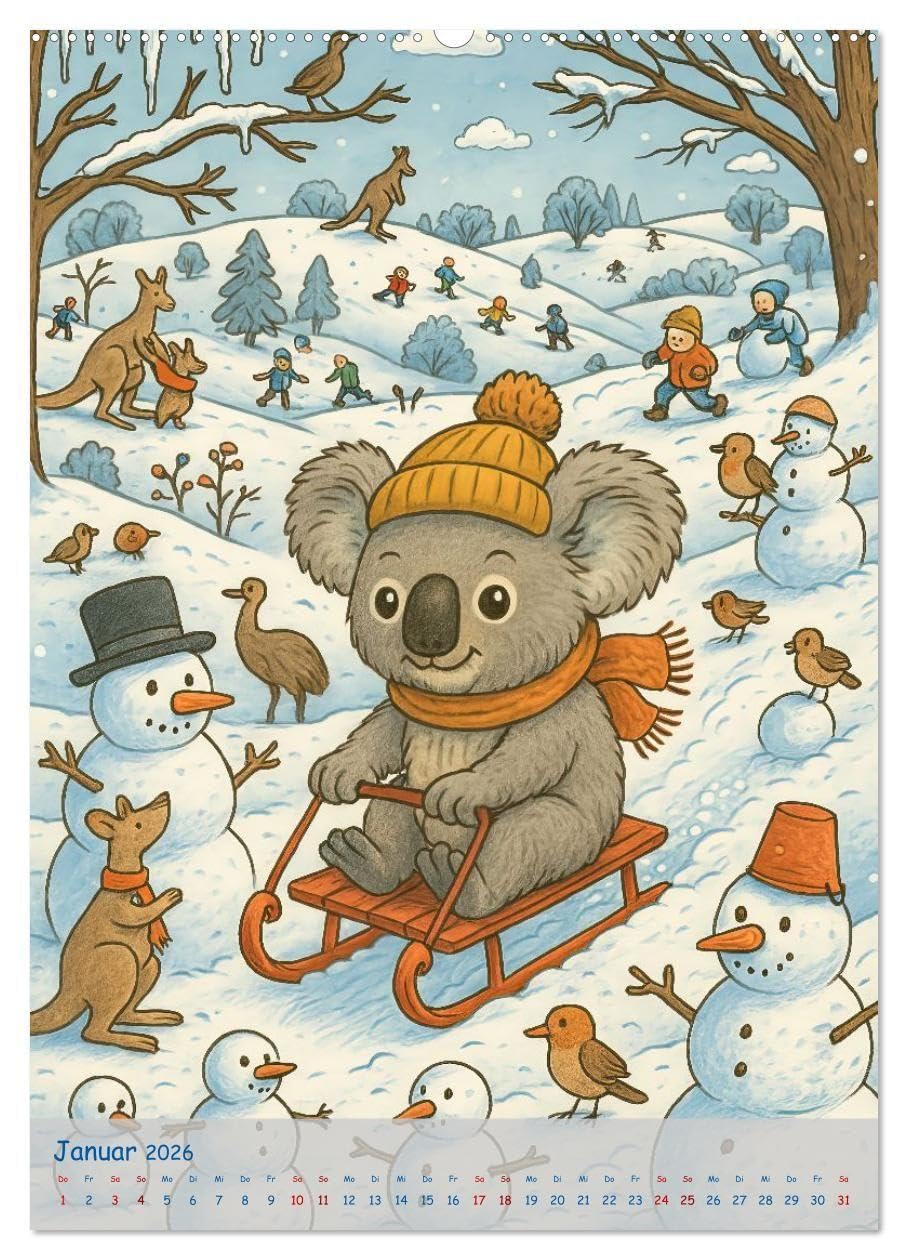 Koalas Wimmelwelt ein Jahr voller Wimmelspass! (Wandkalender 2026 DIN A2 hoch), CALVENDO Monatskalender: Der liebenswerte Koala erlebt jeden Monat ein ... Groß und Klein begeistern. (CALVENDO Spass)