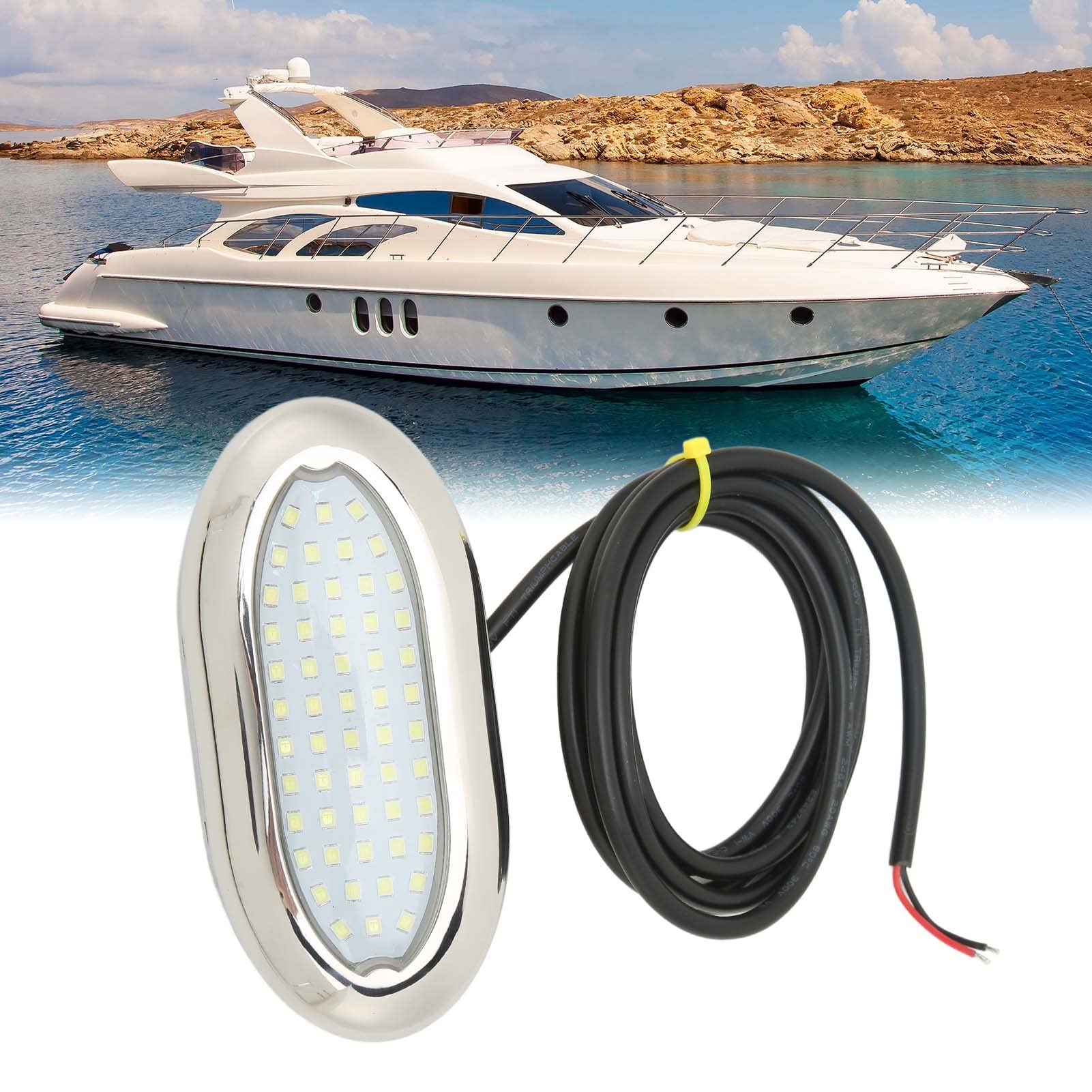 Focket Luz Subacuática para Botes, 3.2W 12V 54 Cuentas de Cristal LED IP68 Impermeable Luces de la Piscina Durable Luz de Pesca Submarina para Caravana Casa Rodante Baño Barcos Yates (Luz Azul)