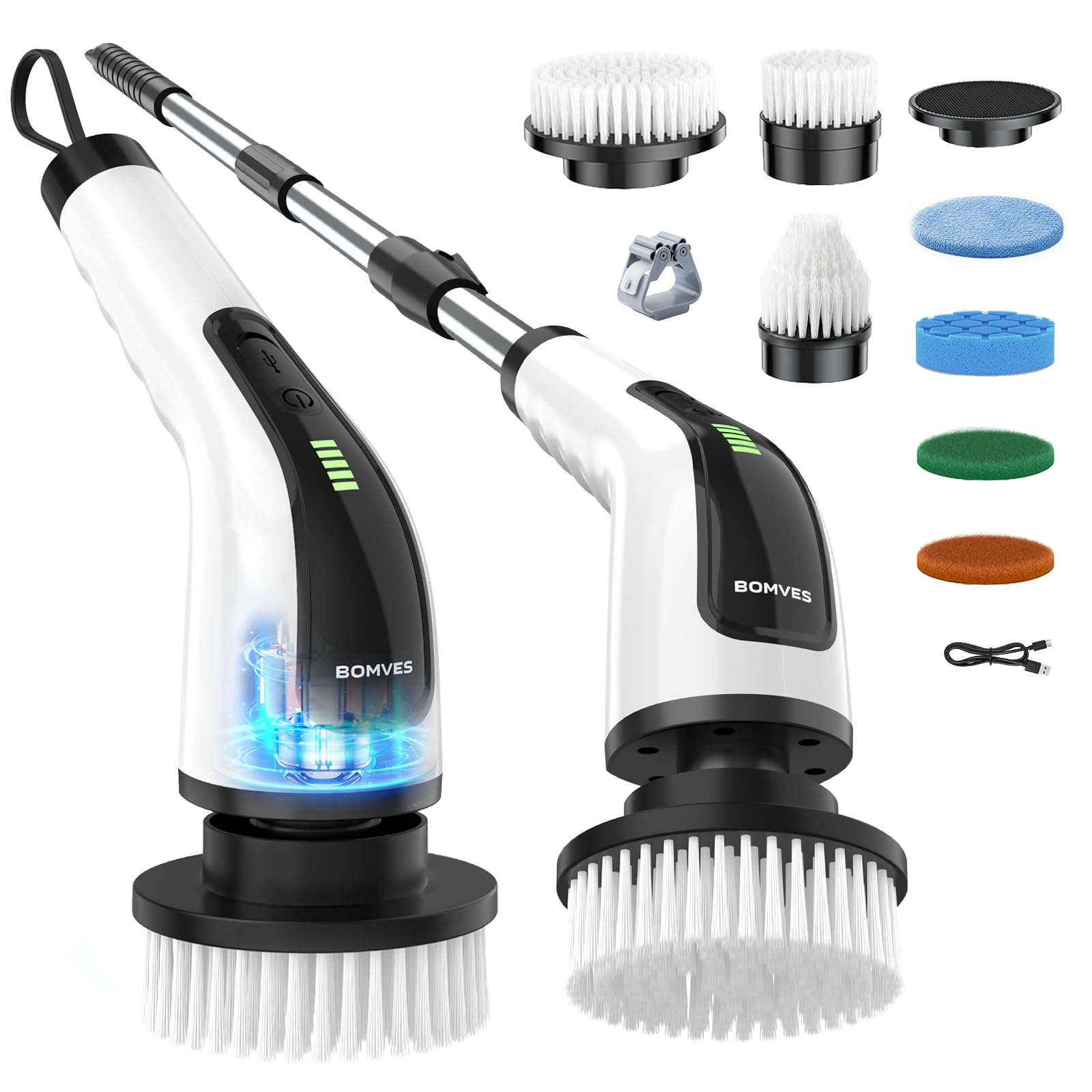 Bomves Electric Spin Scrubber Cordless Power Brush Rechargeable Rotating
