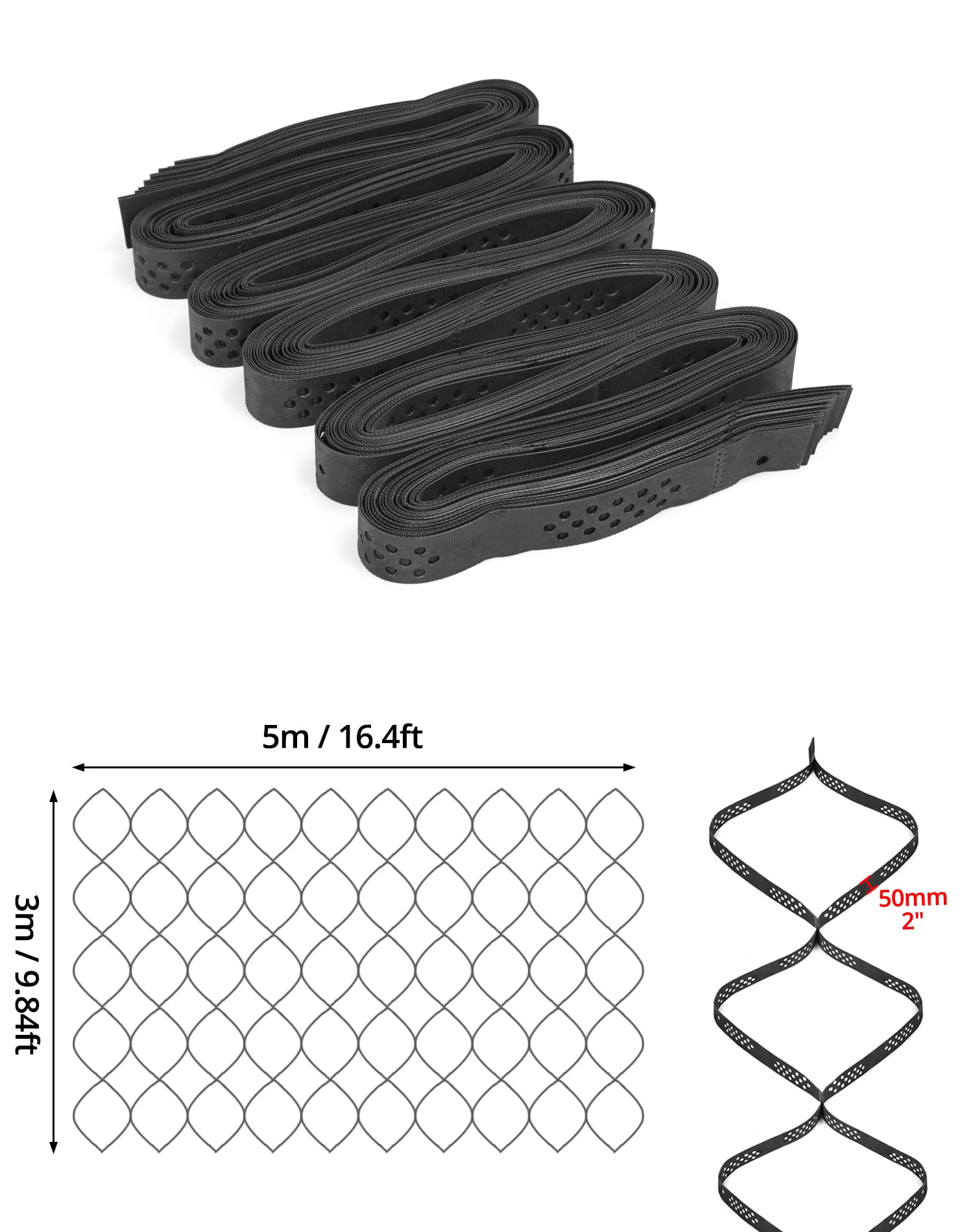 QWORK® Estabilizador de Grava en Material HDPE, 3mx5m=15m², Resistente al Desgaste y a la Corrosión, Ideal para aparcamientos, entradas de vehículos, Jardines