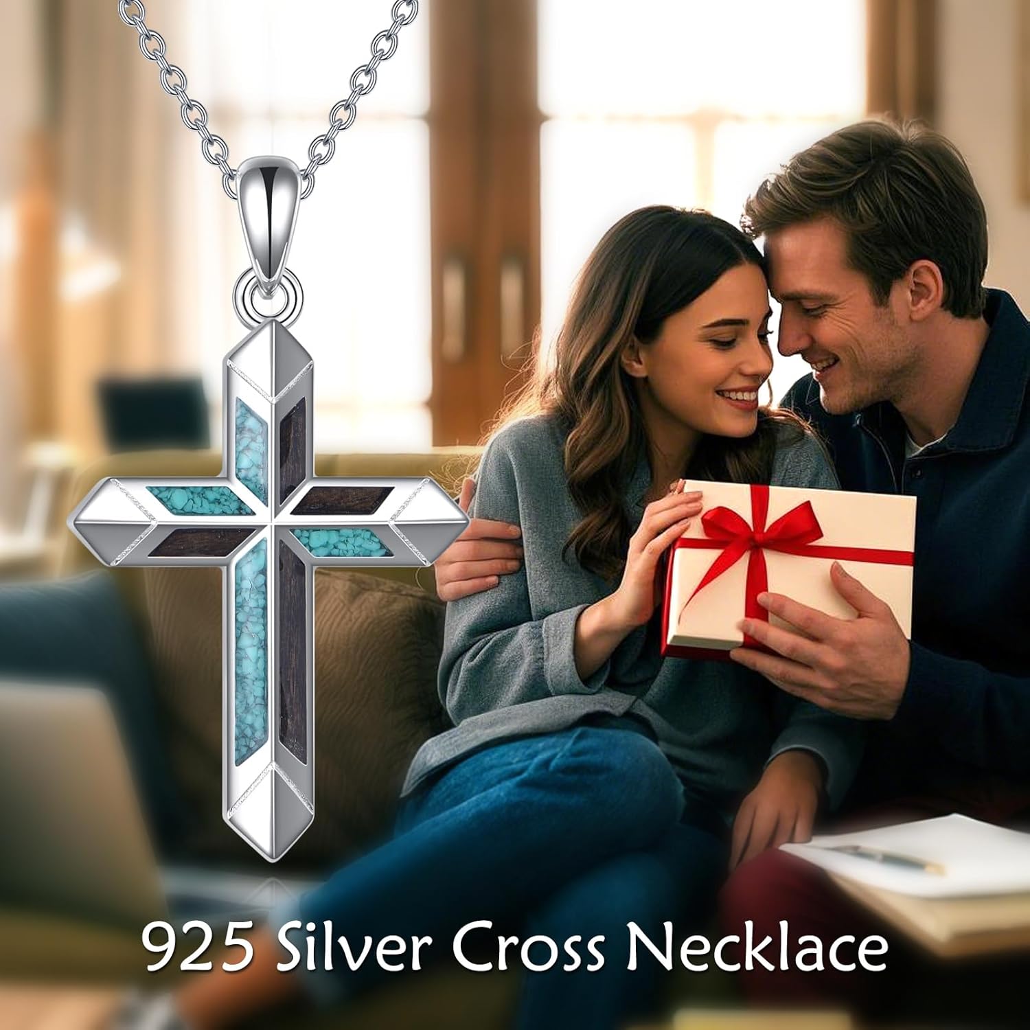 YFN Cross Necklace with Sunflower Rose Flower Sterling Silver Infinity Love Celtic Knot Pendant Necklace for Women - Image 4