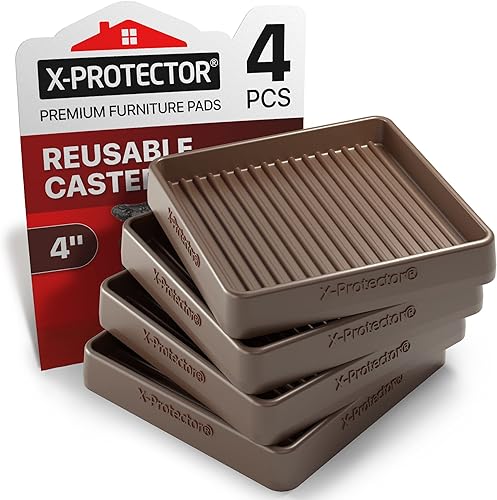X-PROTECTOR - 4 almohadillas de muebles de 4 pulgadas para suelos de madera dura, almohadillas antideslizantes para suelos de madera dura,