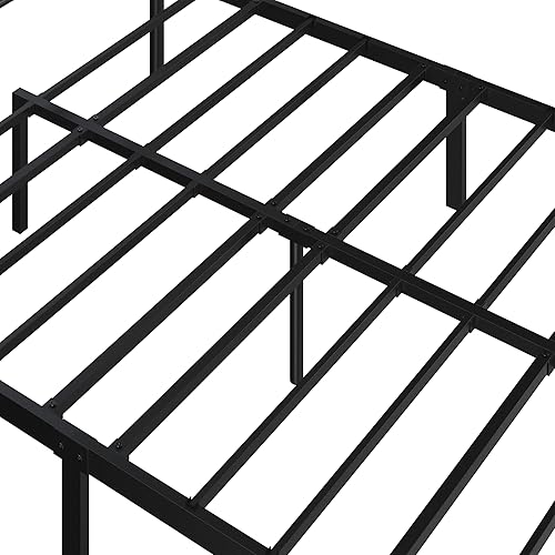 Miniatura 6 de Topeakmart Base de cama de metal clásico negro de 13 pulgadas con cabecero, base de colchón, plataforma de cama, base de cama con listones, tamaño