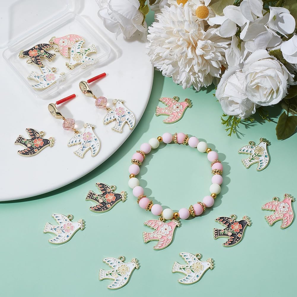SUNNYCLUE 1 Box 16Pcs 4 Colors Swallow Charm Enamel Bird Charms Bulk Gold Metal Alloy Colorful Animals Flowers Birds Swallows Pendants for Jewelry Making Bracelets Earrings DIY Crafts Accessories - Image 3