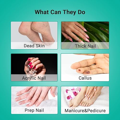 Miniatura 151 de MelodySusie 100 unidades de brocas de uñas, bandas de lijado para taladro de uñas, 120 bandas de lijado de lima de uñas de grano medio para uñas