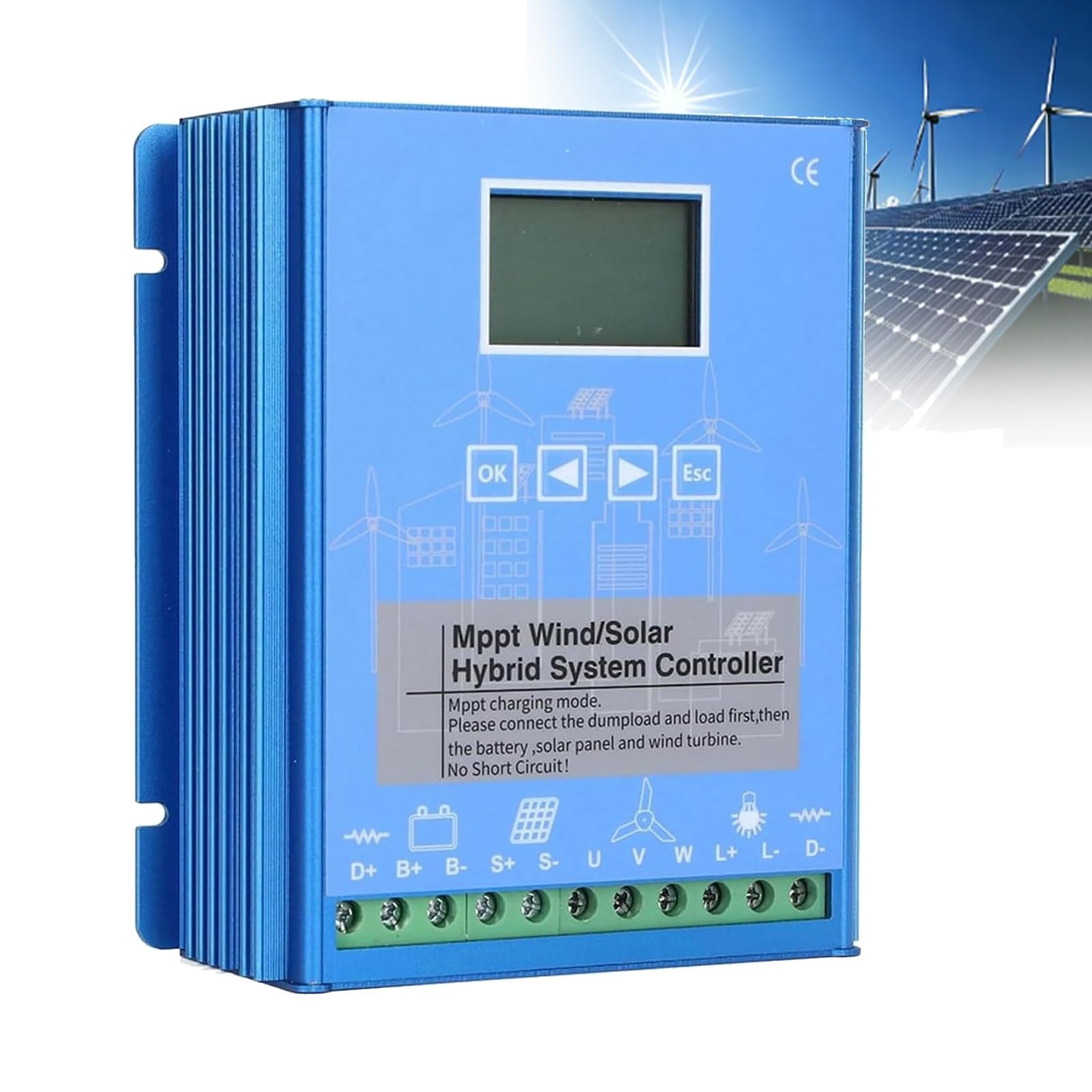 Kit generatore Eolico con regolatore di Carica, apparecchiatura per la Produzione Verticale di energia elettrica, regolatore di Carica Ibrido Eolico-Solare da 1000 W, regolatore MPPT per Sis