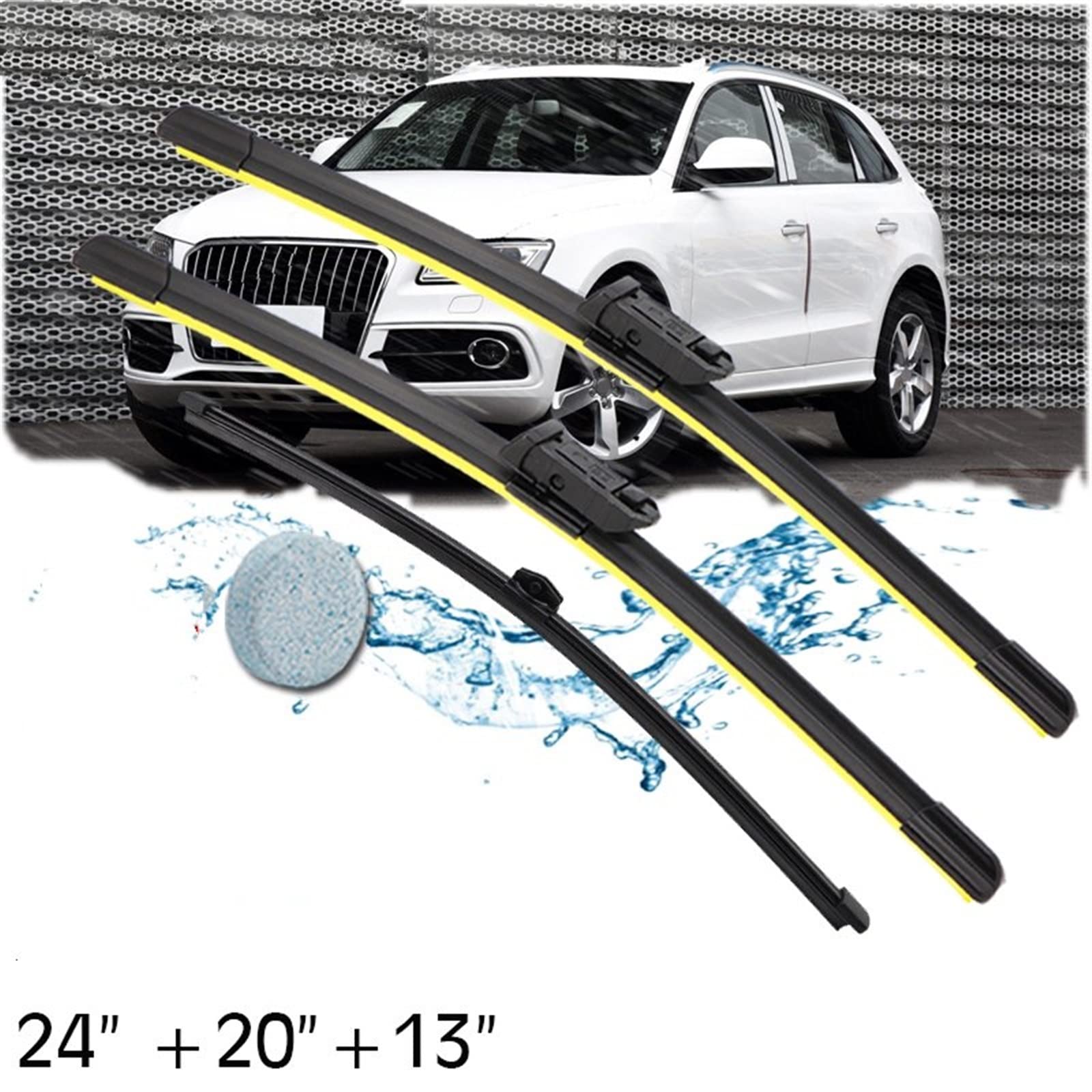 Limpiaparabrisas Coche Juego De Escobillas De Limpiaparabrisas Delanteras Y Traseras De Repuesto De Silicona Para Limpiaparabrisas De 24"+20"+13"parabrisas Delantero Y Trasero Para A-udi Q5 2008-2017
