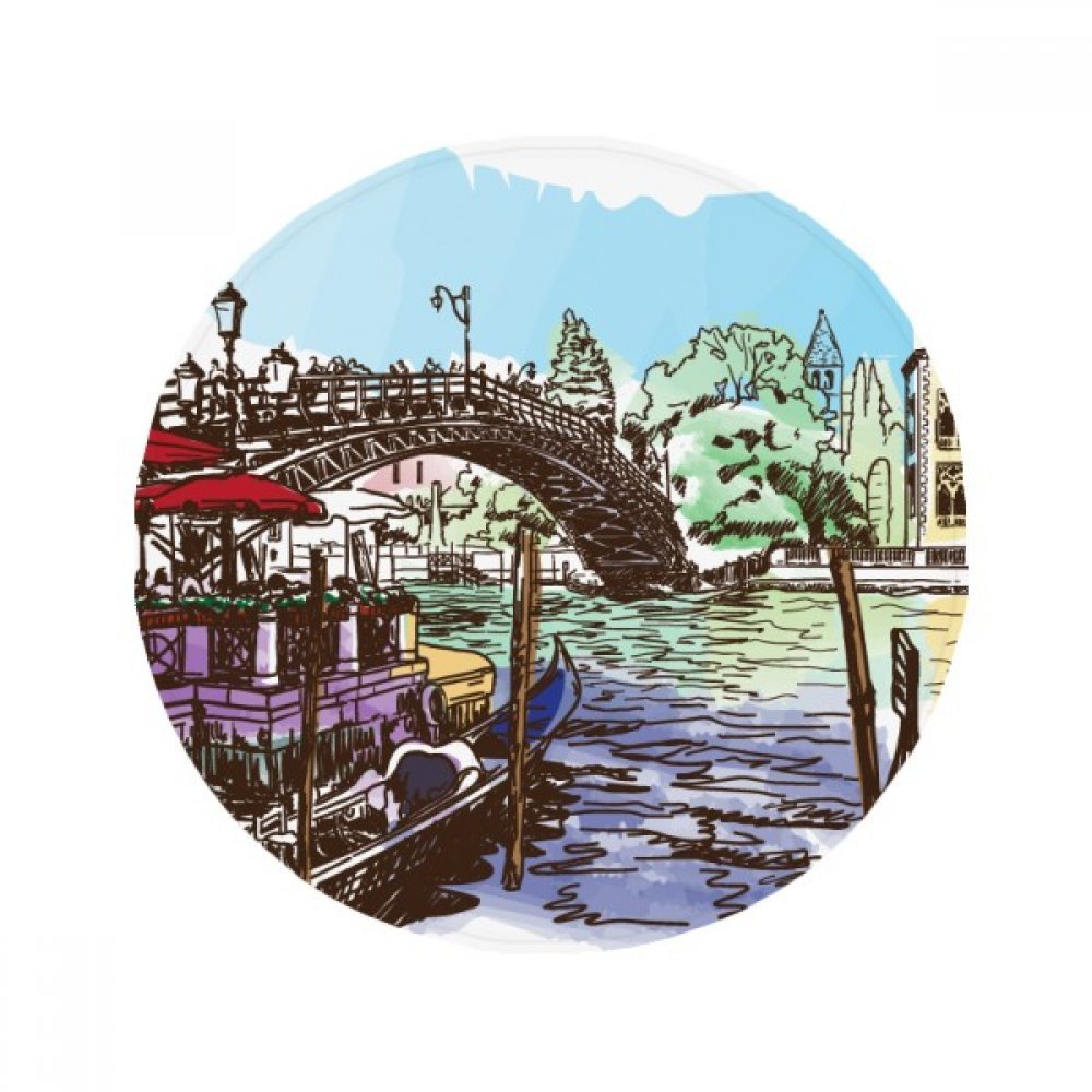 Tapis de cuisine Venise aquarelle antidérapant rond 80cm