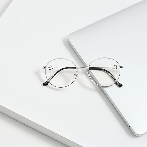 Miniatura 2 de Readerest Lentes de lectura con bloqueo de luz azul (plata, 2 aumentos), gafas de computadora, a la moda para hombres y mujeres, antirreflejos,