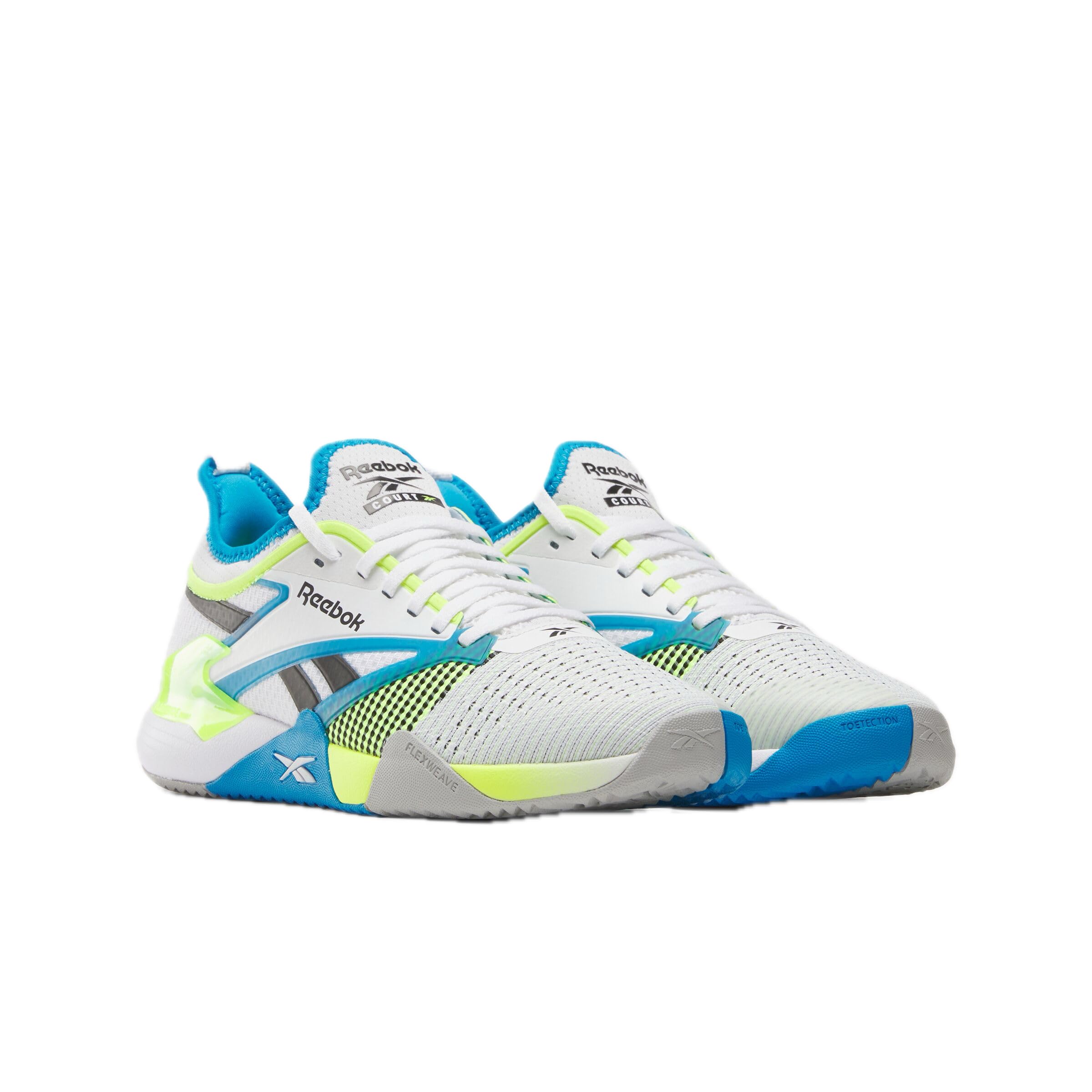 Reebok Unisex Nano Court Sneaker, White/Digital Lime/Aqua, 11 US Men